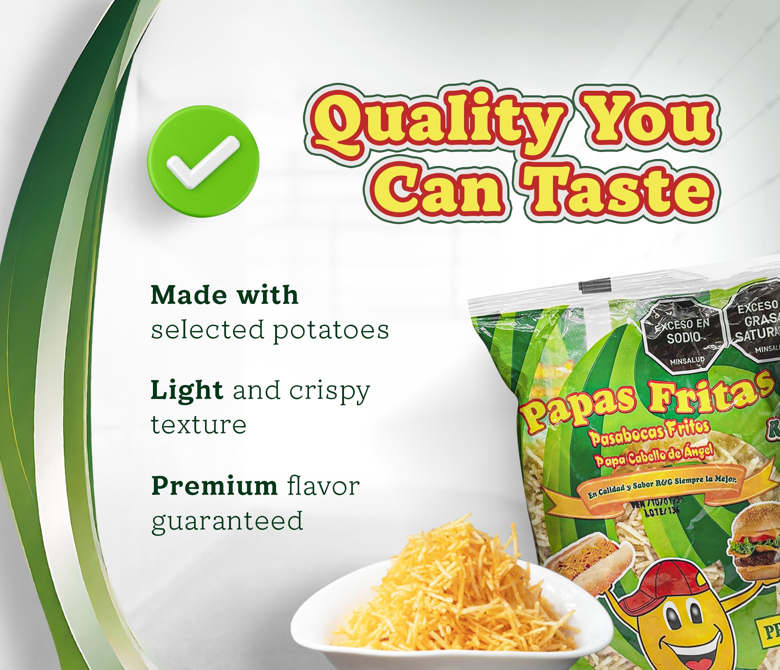 R&G Angel Hair Potato Chips - Crunchy Snack with Premium Flavor - 1 Kg Party Size Chips Bag - Meals & Prepared Foods. Potato Sticks, Shoestring Potatoes sticks, Crunchy snack for Hotdog - palitos de patatas – fosforito de papa – papa chongo- cabello de ángel - para hotdog - Image 4