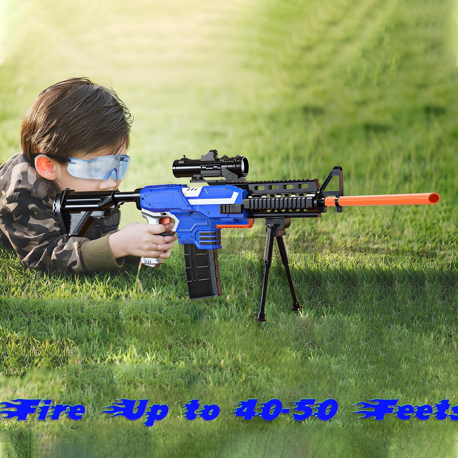 Toy Gun Automatic Sniper Rifle -3 Modes Toy Foam Blasters with Tactical Vest, Bipod, 2 Clips and 150 Darts, Electric Toys for Boys Age 8-12 Gifts for Birthday Xmas - Image 2