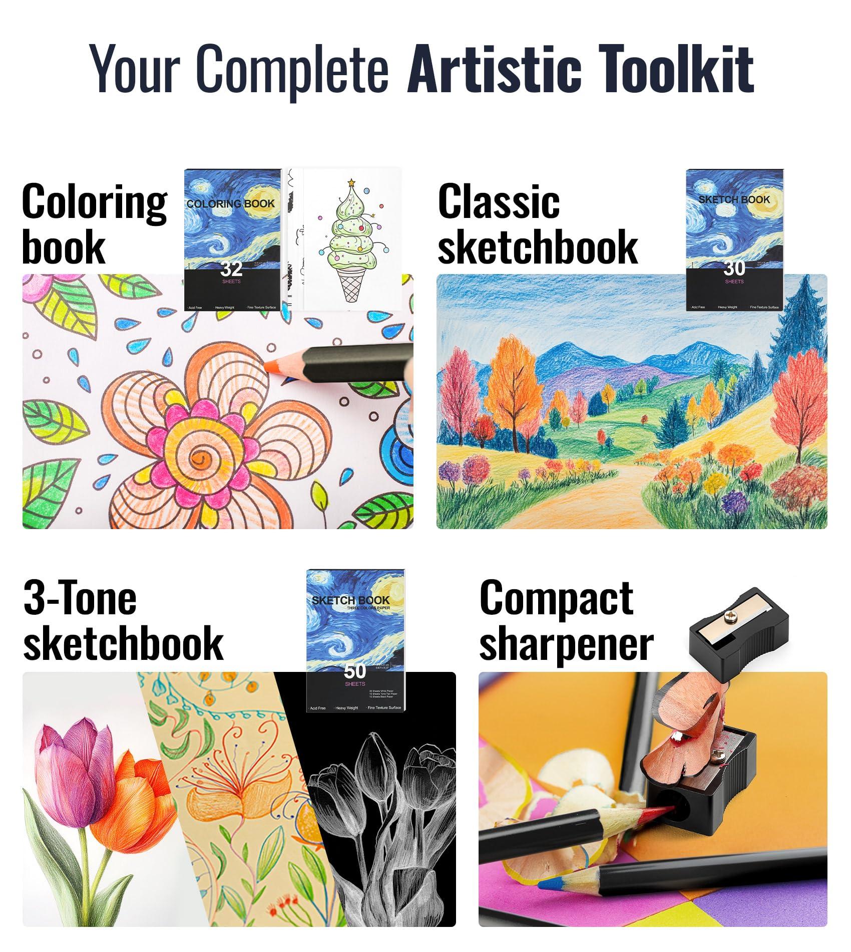 120 Pack Colored Pencils for Adult Coloring Books, Soft Core Oil Based Color Pencils with Sketch Book, Color Book, Art Supplies with Zipper Case, Gifts for Kids, Adults, Artists, Professionals - Image 4
