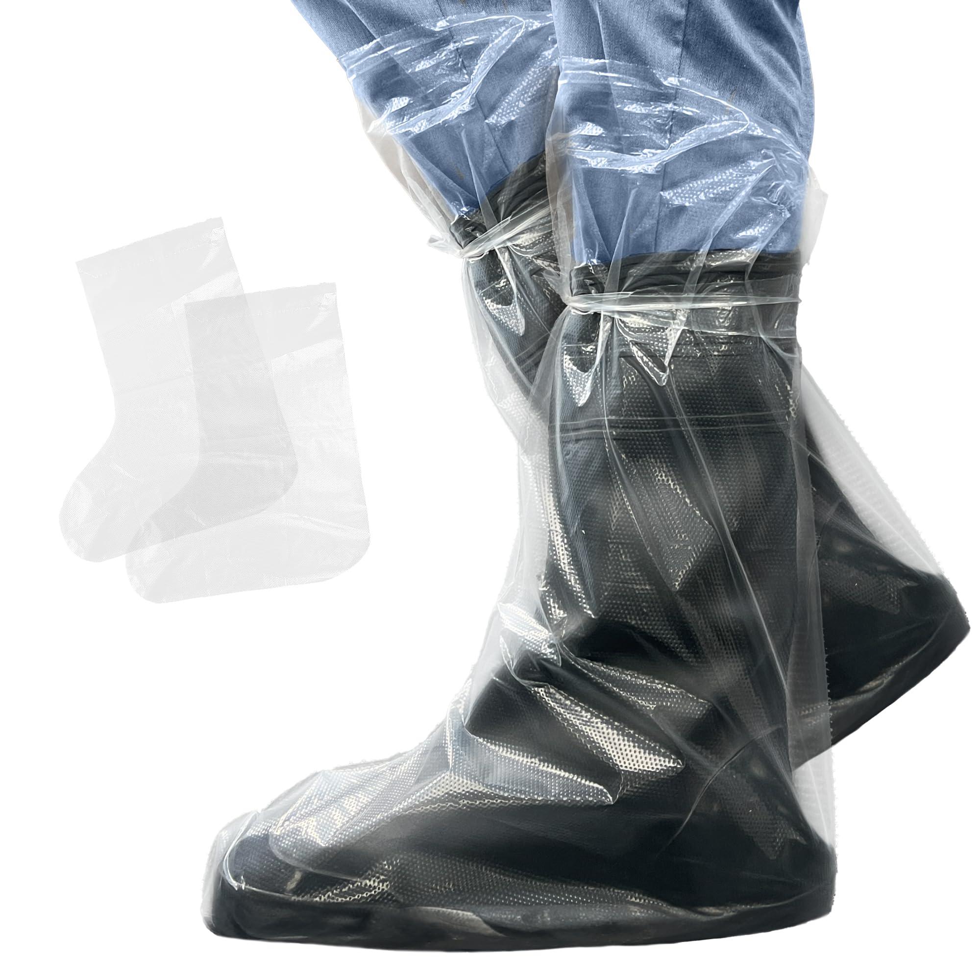ABC Waterproof Disposable Boot Covers, XL Size. Pack of 100 Clear Disposable Booties for Shoes Covers. Disposable Shoe Covers for Indoors Non Slip. Shoe Booties Disposable Non Slip