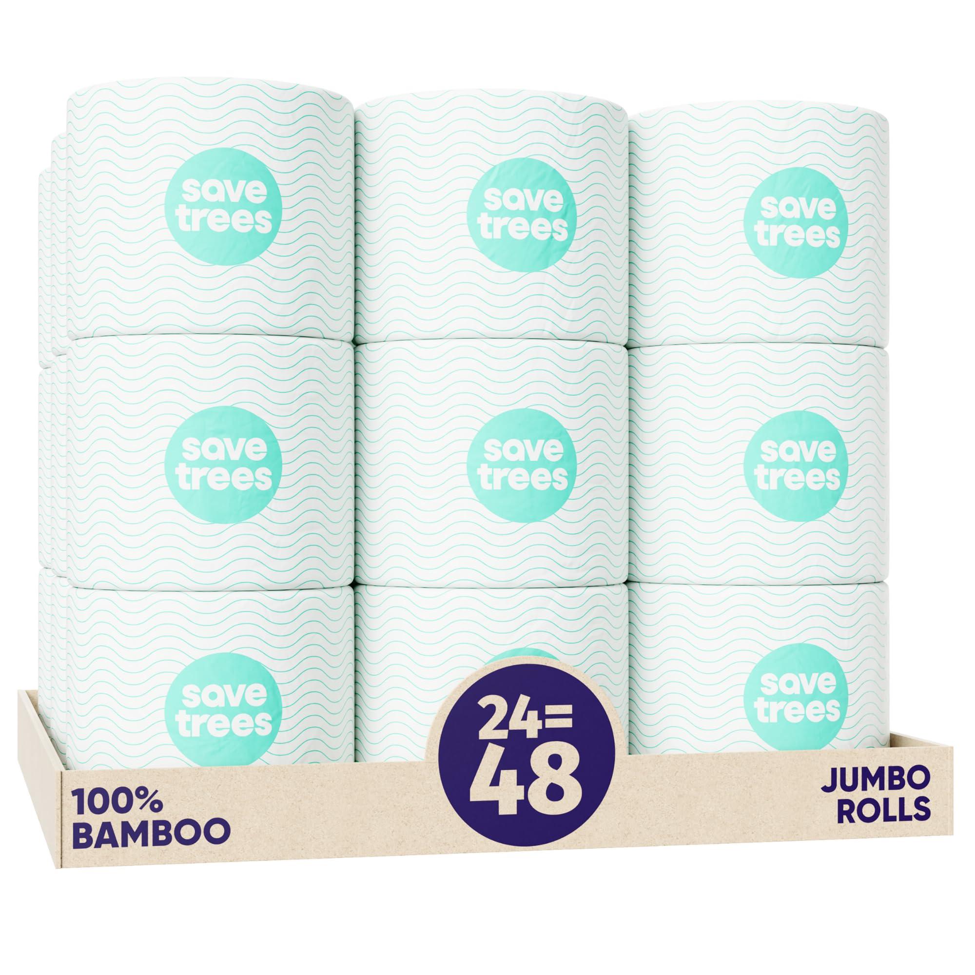 Save Trees Bamboo Toilet Paper -24 Rolls Of Septic Safe Organic Toilet Paper 3-ply, 300 Sheets Per Roll - PFAs Free, FSC Certified, Plastic & Chemical Free - For Home, Boat & RV Use