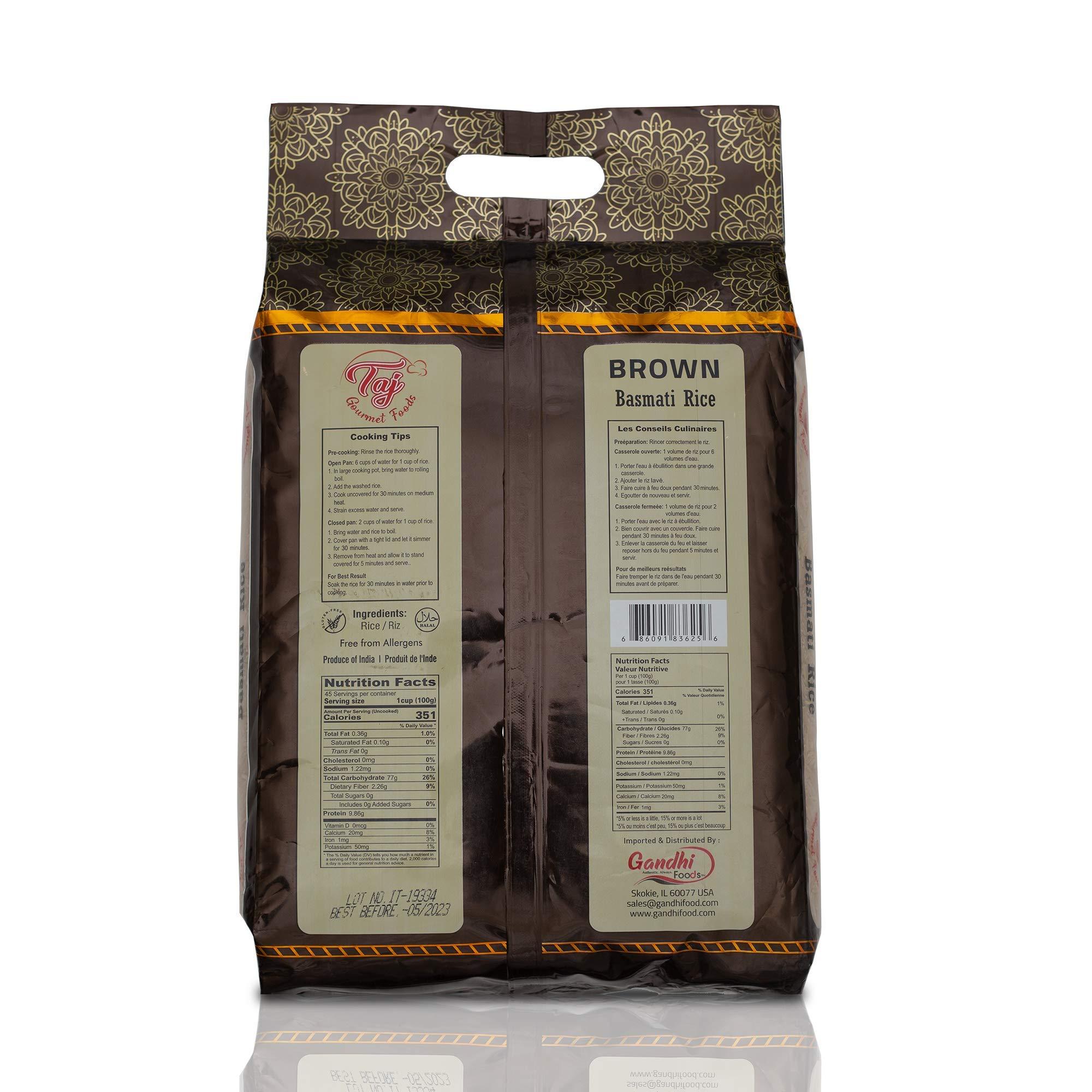 TAJ Gourmet Brown Basmati Rice, Naturally Aged, 10-Pounds - Image 3