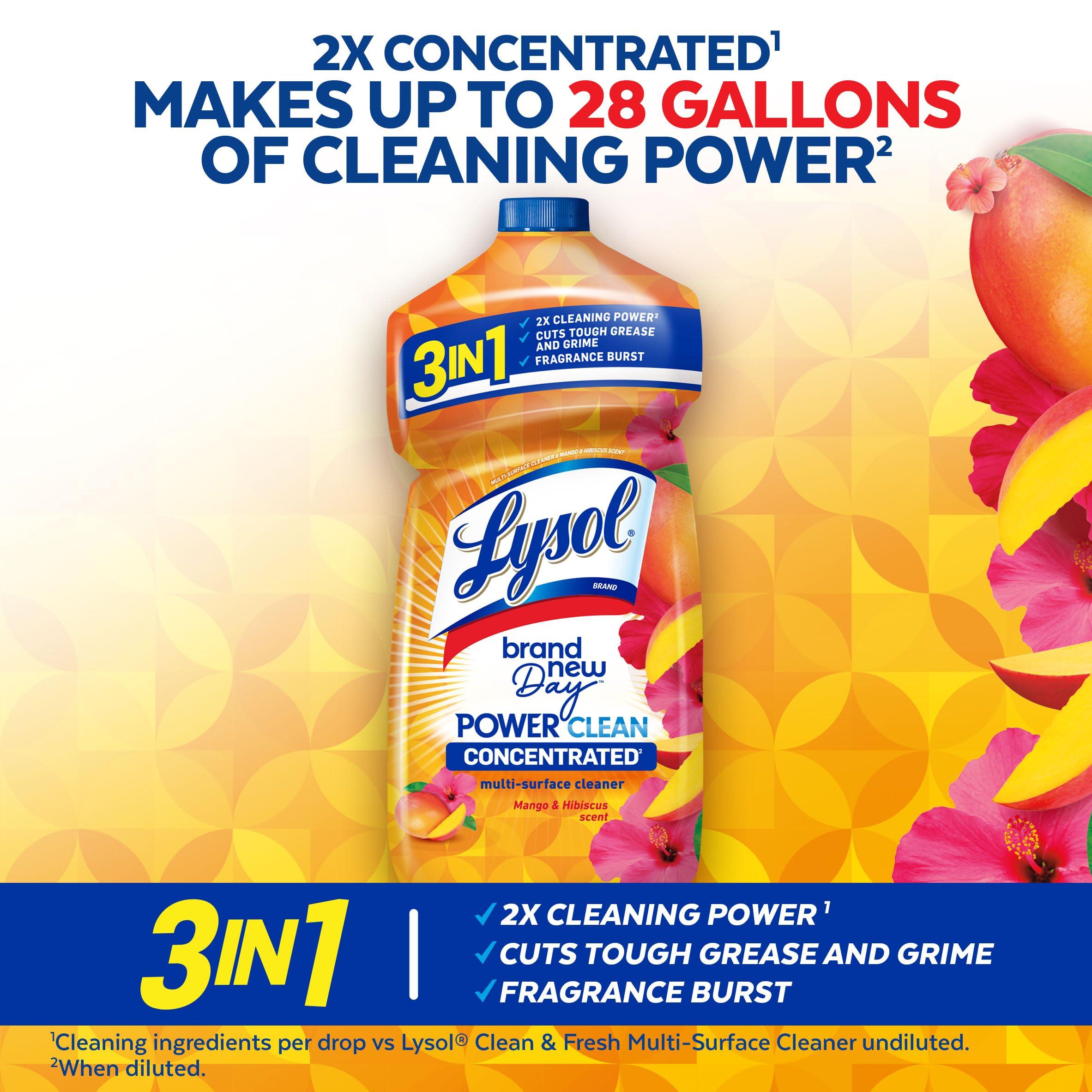 Lysol Power Clean Multi-Surface Cleaner, 2x Concentrated Pour, Mango & Hibiscus, 28 Fl Oz - Image 4