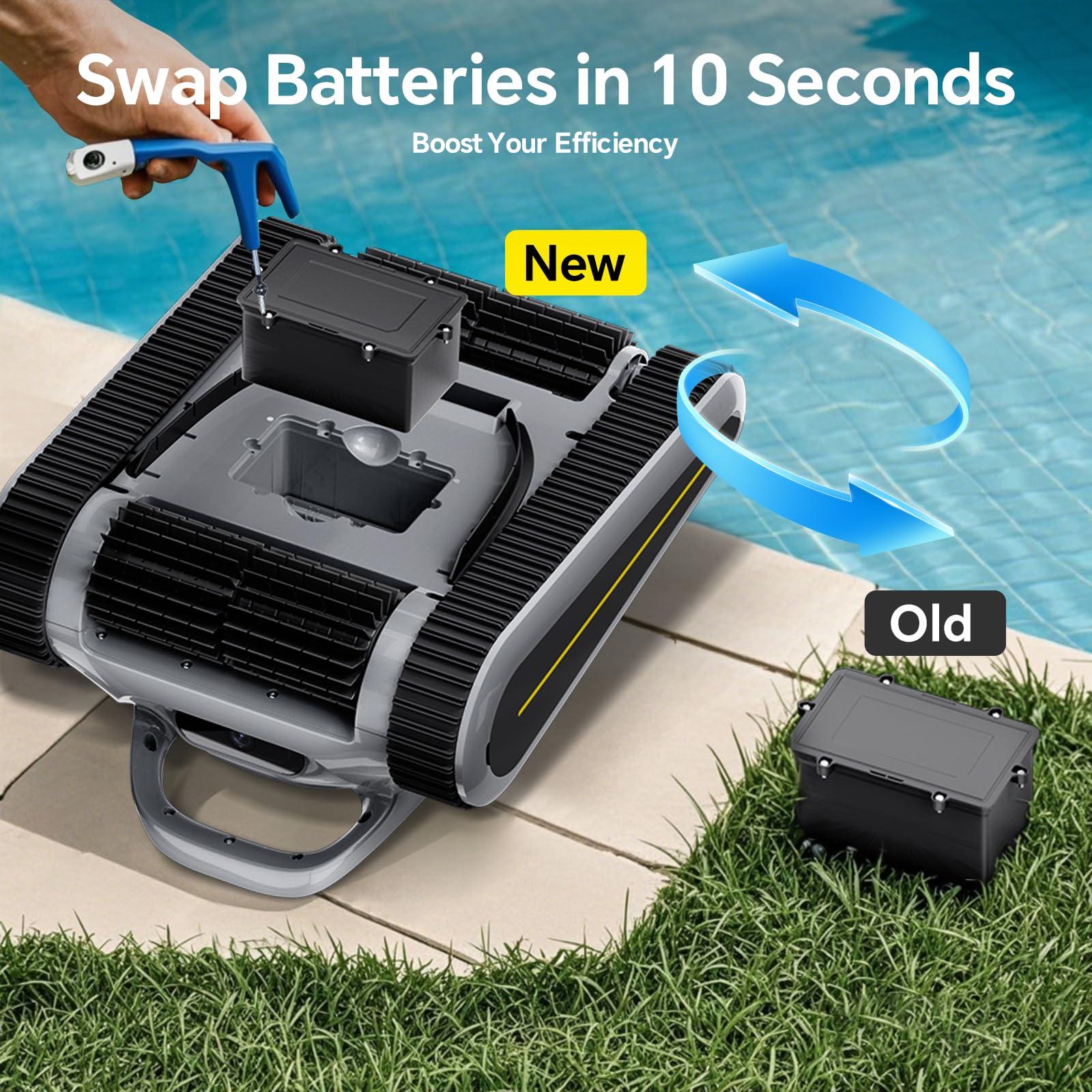 Cordless Robotic Pool Cleaner -Pool Vacuum 180W Brushless Motor, 45,000Pa Suction, Wall Climbing, Sonar Navigation, 3 Modes Automatic Pool Robot for Inground & Above-Ground Pools Up to 2150 Sq. Ft. - Image 7