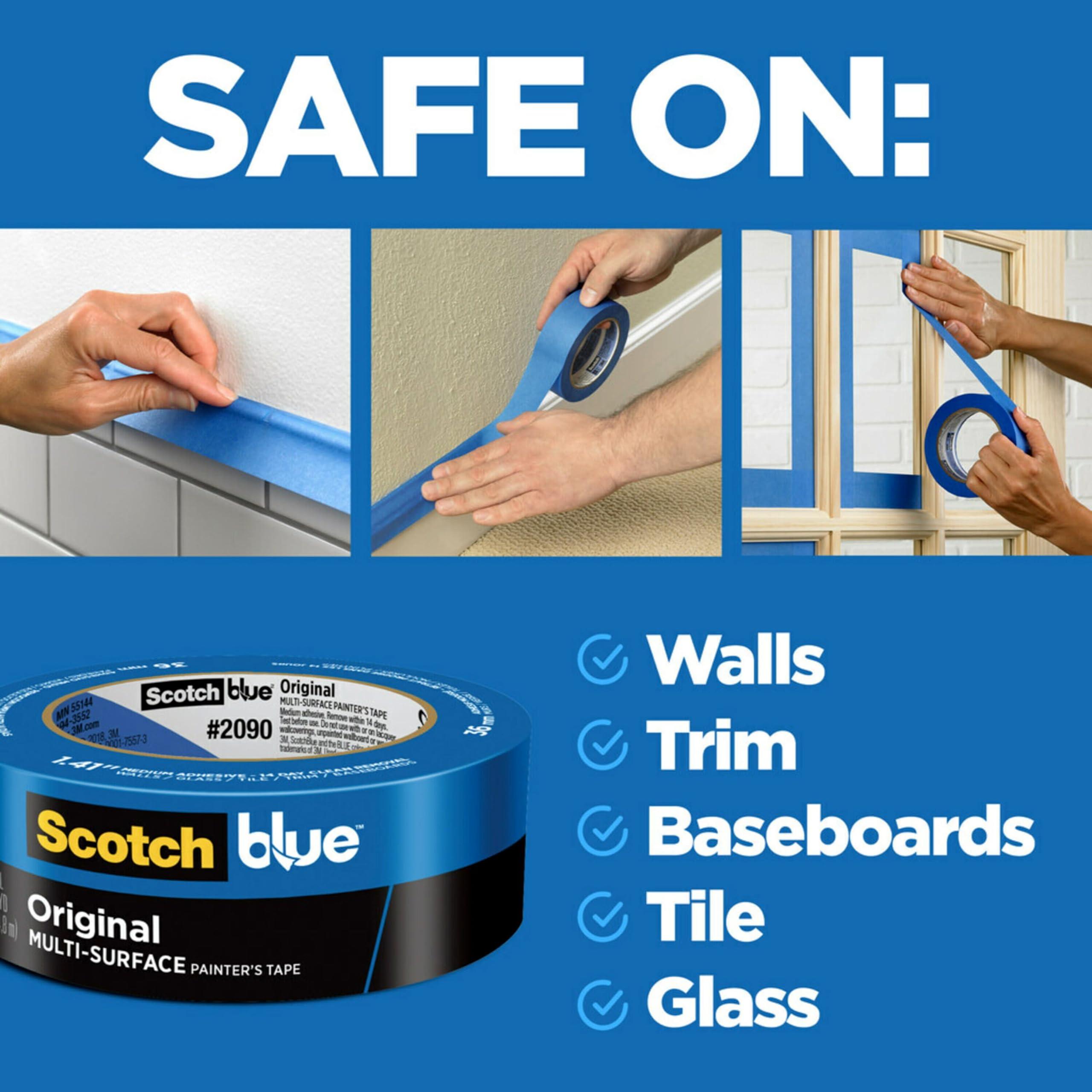 ScotchBlue Original Multi-Surface Painters Tape, 1 Inch Wide (0.94 in. x 60 Yds), 24 Rolls, Blue Paint Tape Protects Surfaces and Removes Easily, Masking Tape for Indoor and Outdoor Use (2090-24EC) - Image 7