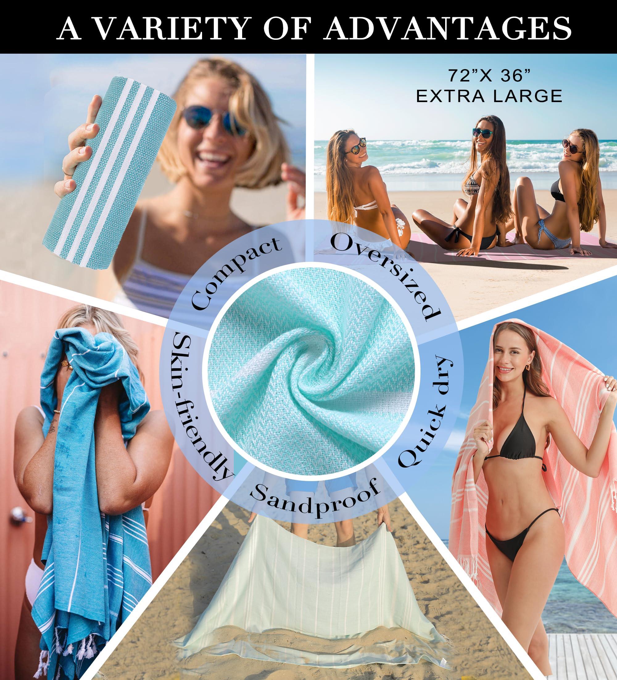 Antfuny Turkish Beach Towels Adult Pool Swim Bathroom Towel Oversized Sand Free Quick Dry Lightweight Extra Large Cloud Summer Vacation Essentials Clearance Must Haves Ship Cruise Accessories 2025 - Image 4