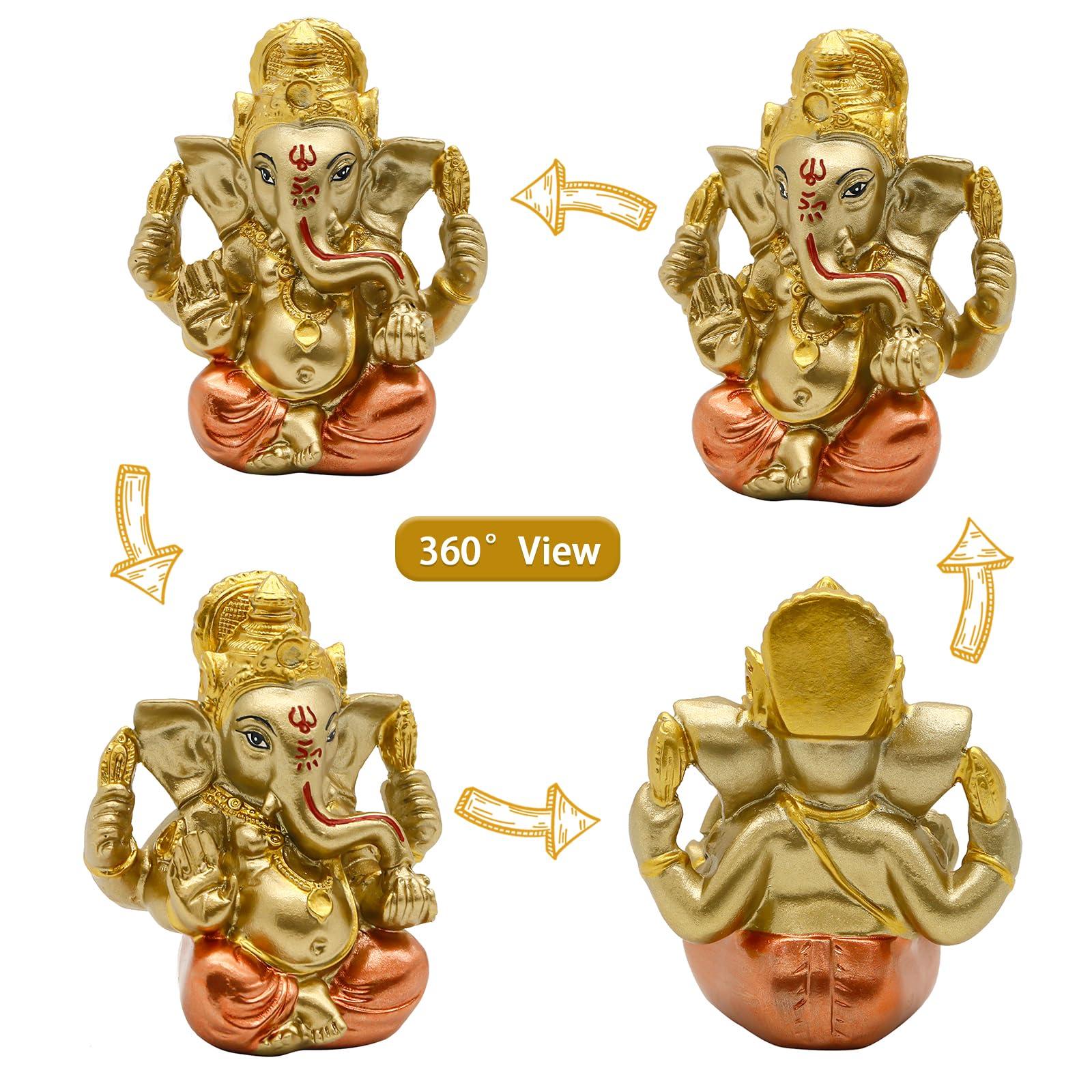alikiki Hindu God Lord Ganesha Staue - India God Ganesh Idol for Car Dashboard Decor Birthday Gifts for Indian Man Women Home Mandir Temple Pooja Item Diwali Puja Gifts Yoga Room Altar Decor - Image 5