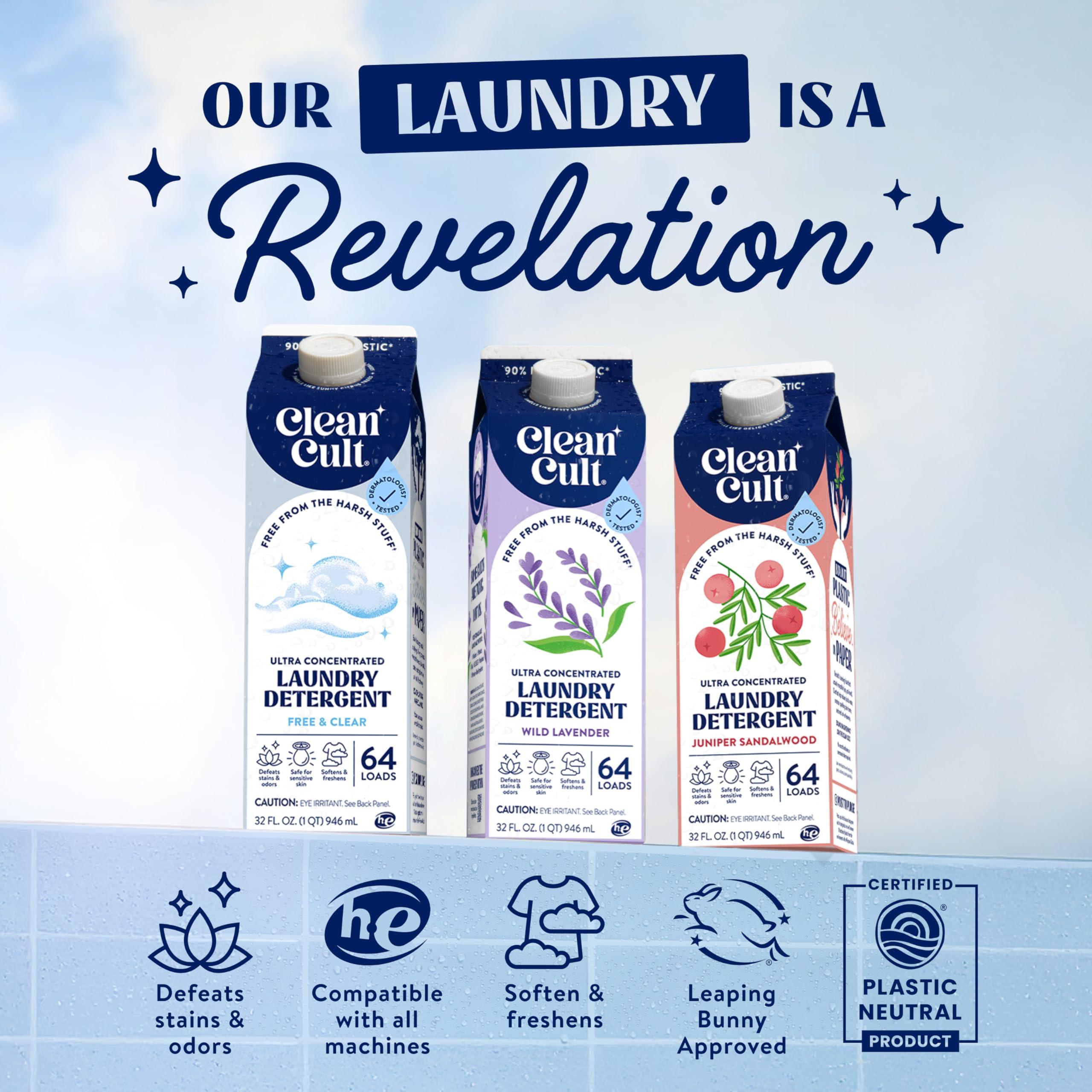 Ultra Concentrated Liquid Laundry Detergent Soap, 64 loads (32 oz), Long Lasting Scent, 90% Less Plastic, No Harsh Chemicals, Juniper Sandalwood, Defeats Stains & Odors, HE/Standard Compatible - Image 2