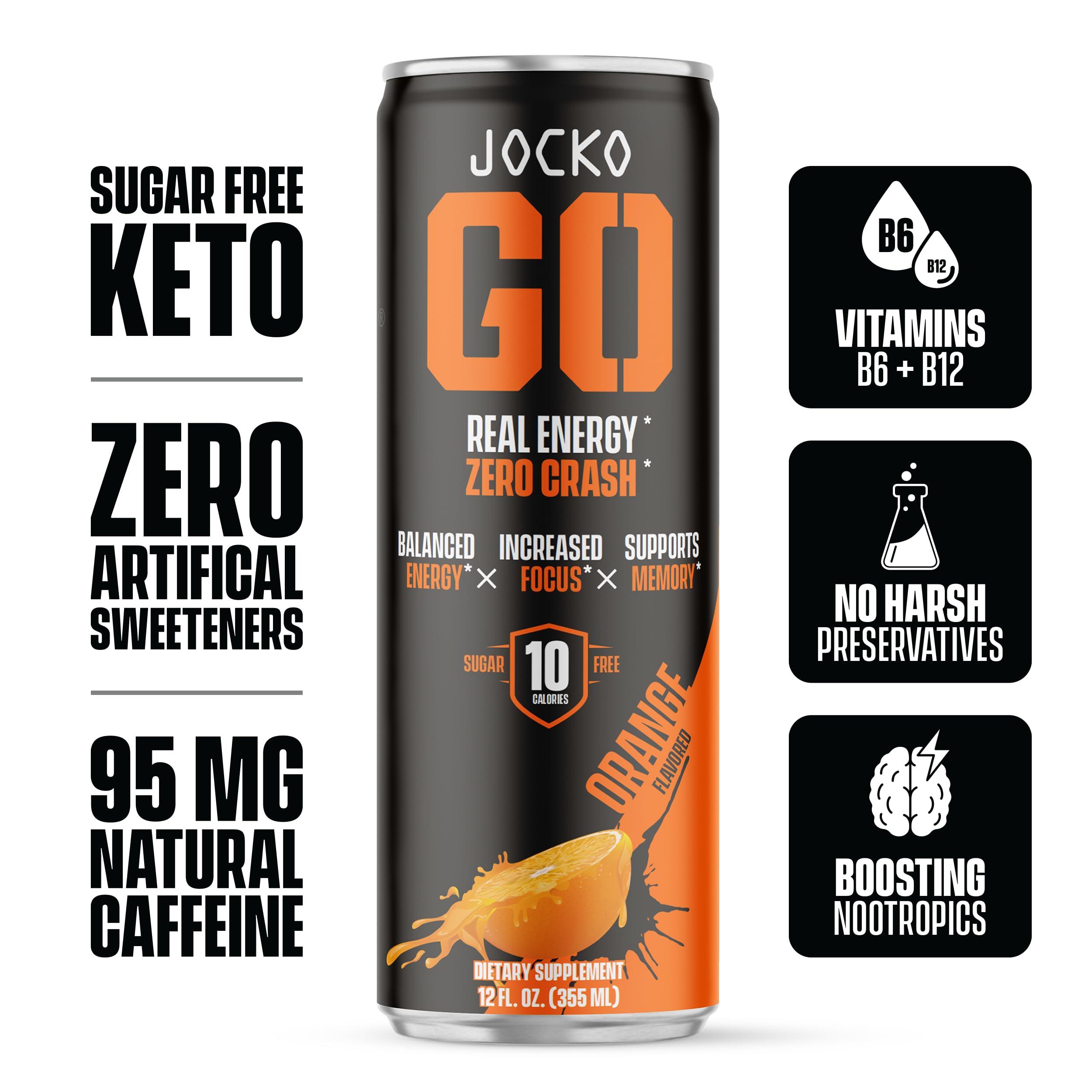 Jocko GO Energy Drink (Afterburner Orange) - Keto, Vitamin B12, Vitamin B6, Electrolytes, L Theanine, Magnesium- Energy Boost, Sugar Free Nootropic Monk Fruit Blend - 12 Pack - Image 4