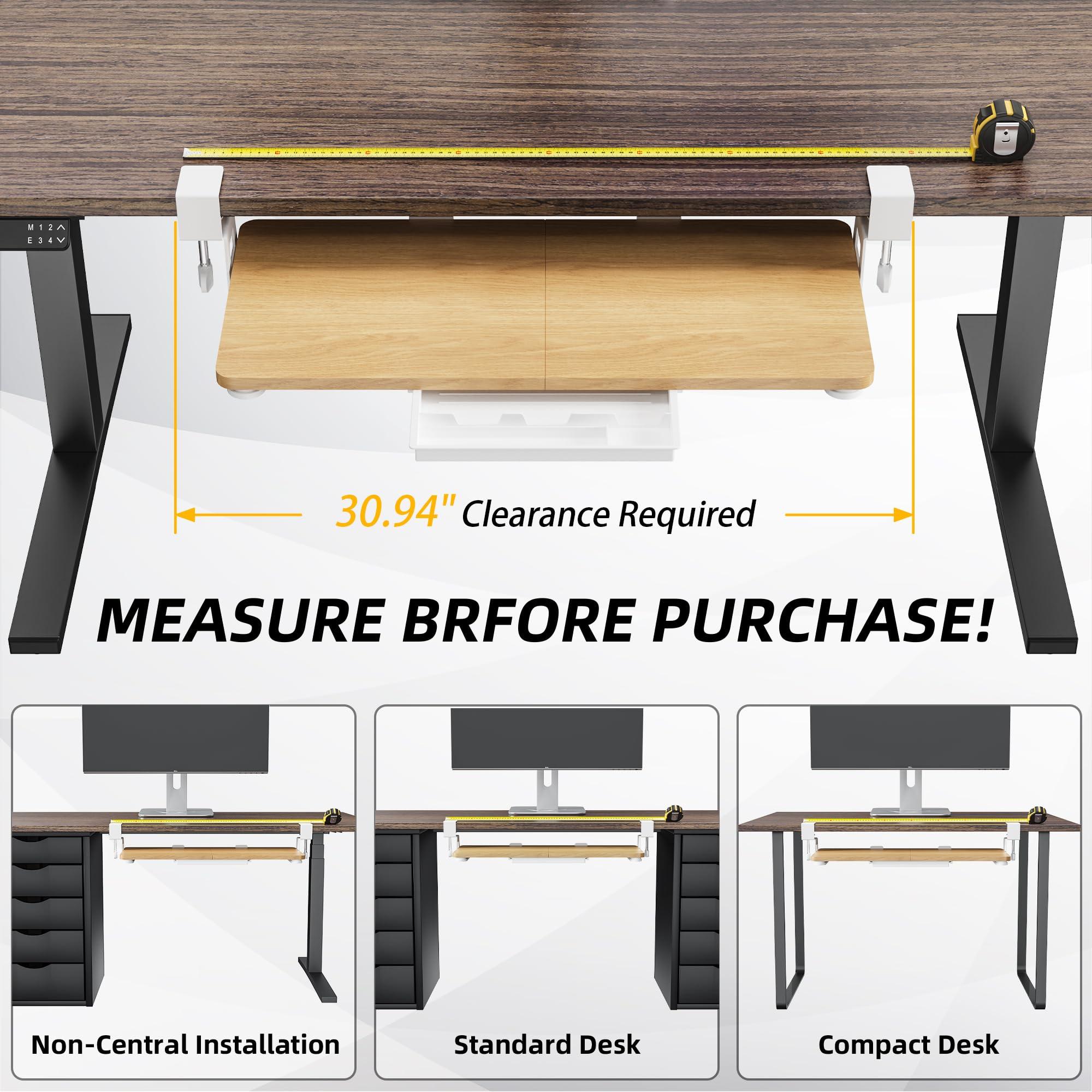 ETHU Keyboard Tray Under Desk, 26.77" X 11.81" Large Size Keyboard Tray with C Clamp-on Mount Easy to Install, Computer Keyboard Stand, Ergonomic Keyboard Tray for Home and Office (Oak) - Image 7