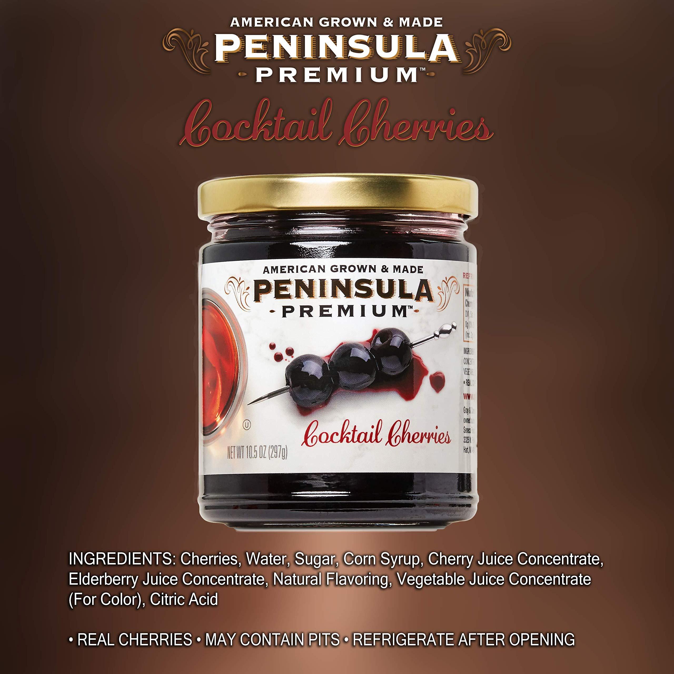 Peninsula Premium Cocktail Cherries | Award Winning | Deep Burgundy-Red | Silky Smooth, Rich Syrup | Luxe Fruit Forward, Sweet-Tart Flavor | Gourmet | American Grown & Made | 10.5 Ounce - Image 3