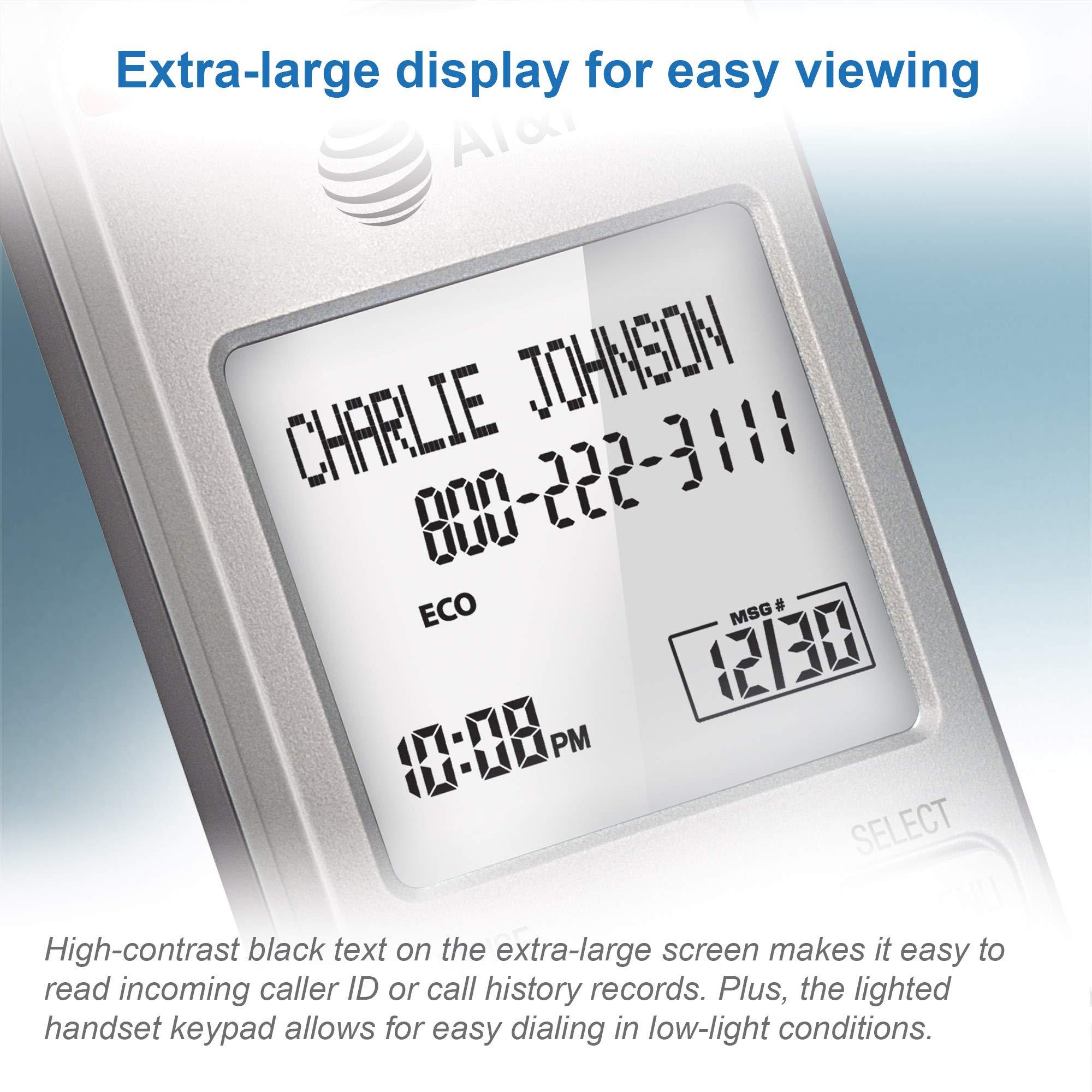 AT&T EL51203 2 Handset DECT 6.0 Cordless Home Phone Full-Duplex Handset Speakerphone, Backlit Display, Lighted Keypad, Caller ID/Call Waiting, Phonebook, Eco Mode, Voicemail Key, Quiet Mode,Intercom - Image 2