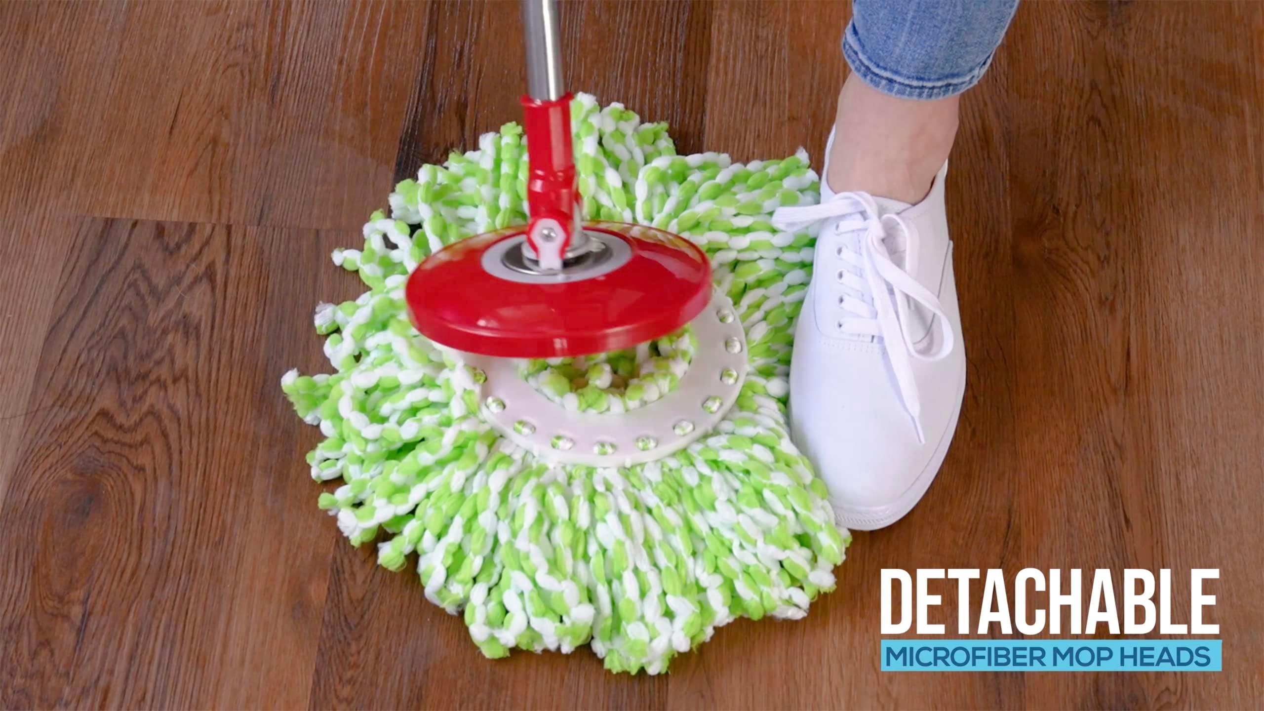 SIMPLI-MAGIC 79349 Spin Mop Cleaning System with 3 Microfiber Mop Heads, Red/GRAY,Red/Black - Image 5