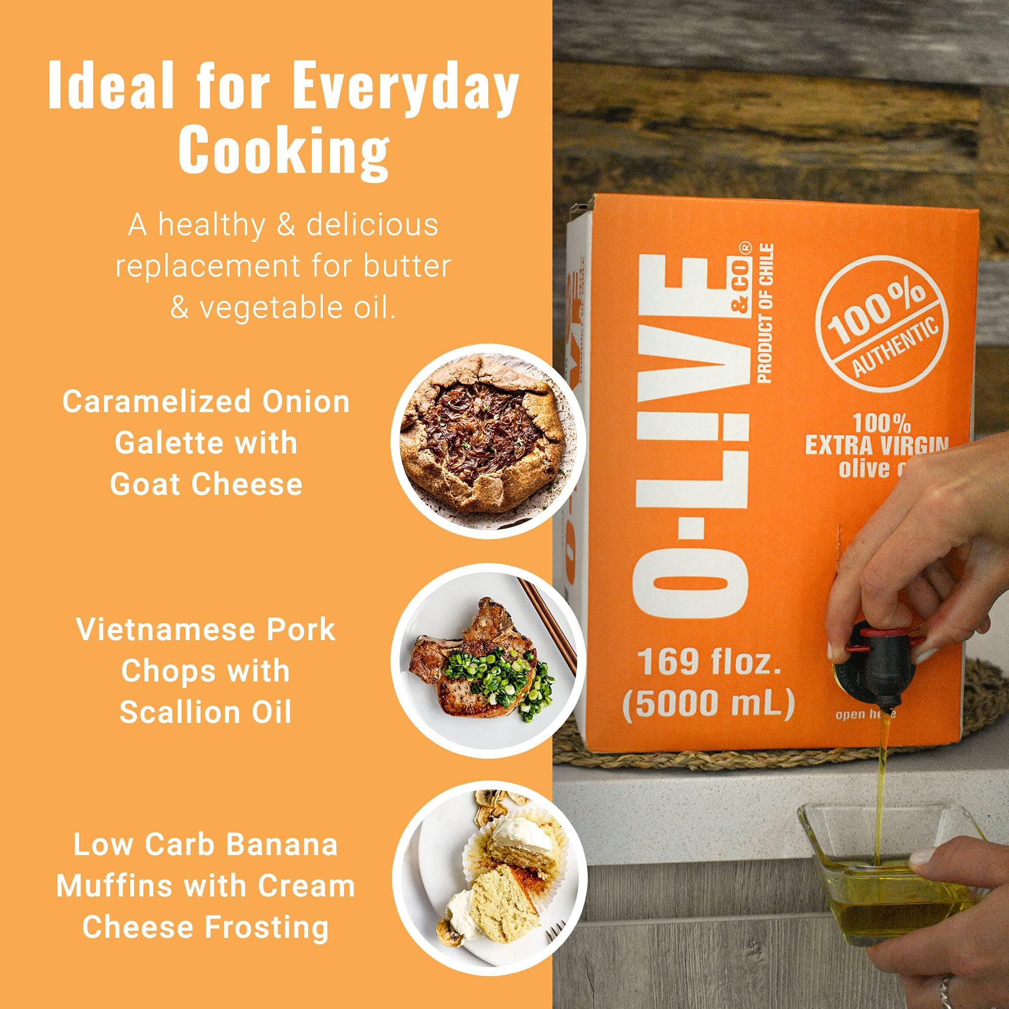 O-Live & Co. - Extra Virgin Olive Oil - Bulk - Smooth Mild and Fruity Flavor - First Cold Pressed - Estate Grown and Bottled - Perfect for Salad Dressings, Marinades, Sauteing, Stir Frying, & Baking - NON-GMO - Kosher - Gluten Free - (5L) 169 Fl Oz - Image 5