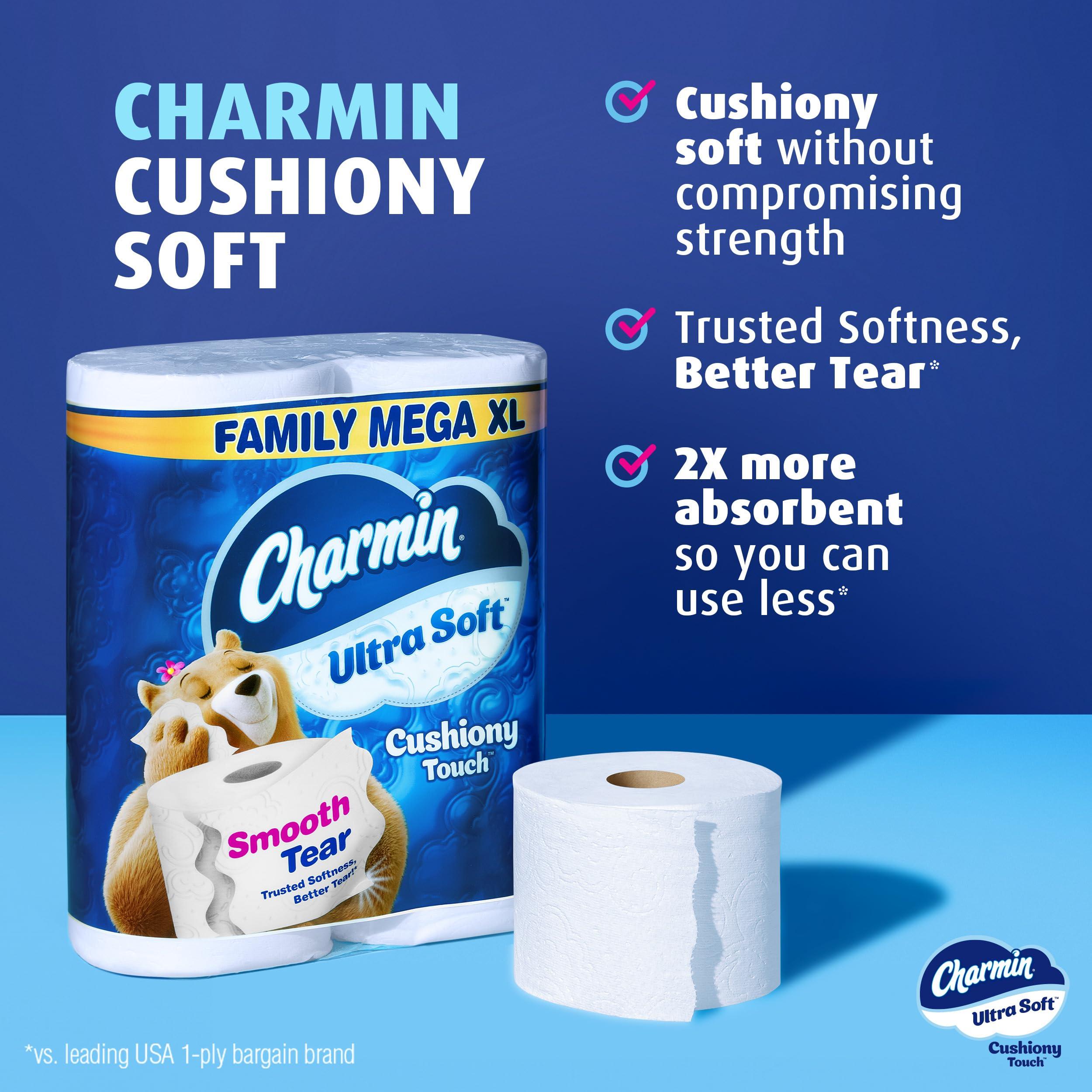 Charmin Toilet Paper Ultra Soft Cushiony Touch, 18 Family Mega XL Rolls = 126 Regular Rolls - Image 2