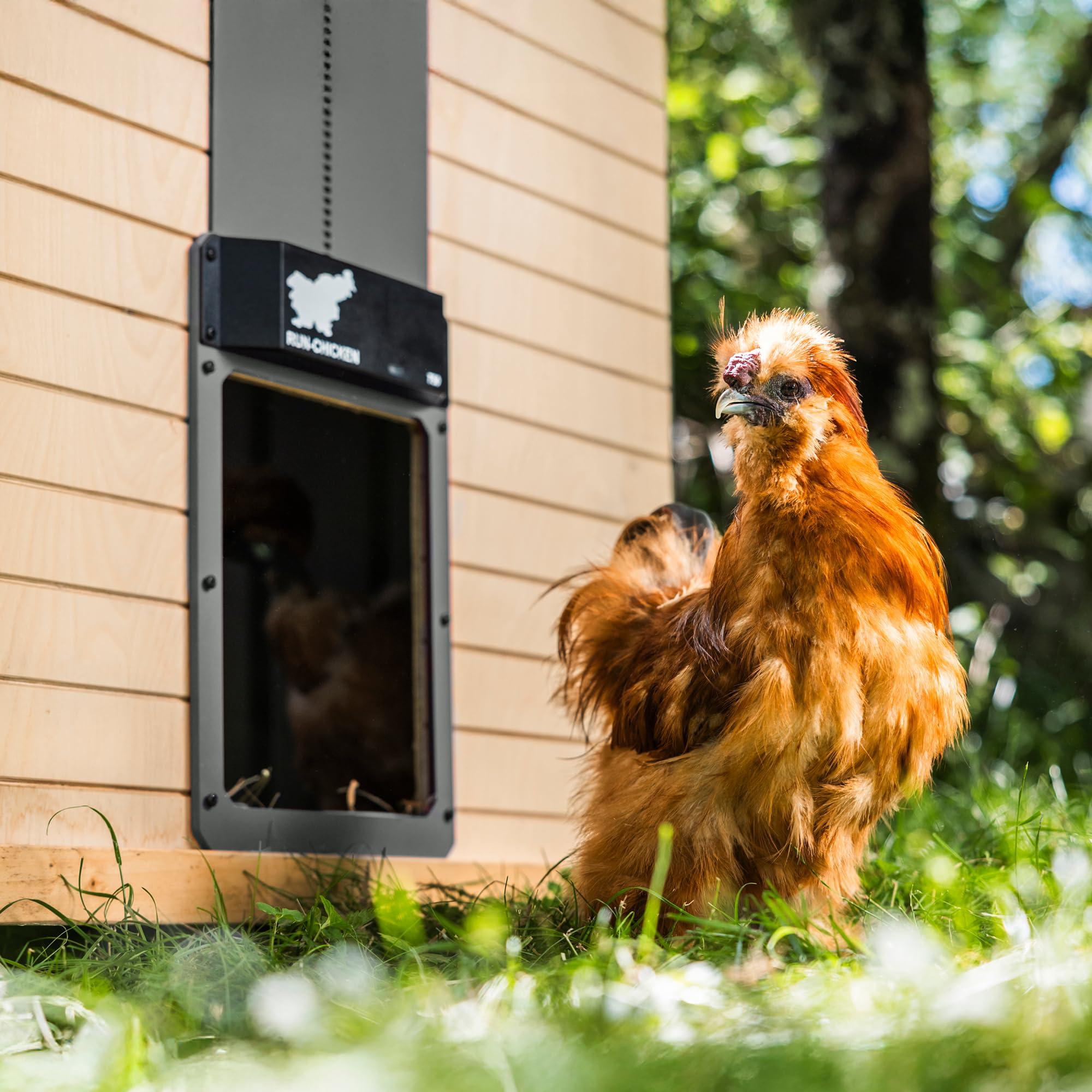 RUN-CHICKEN Door Automatic Chicken Coop Door Opener with Timer, Programmable Light Sensor, Battery Powered, Evening and Morning Delay, Aluminum , Model T50, (Gray) - Image 3