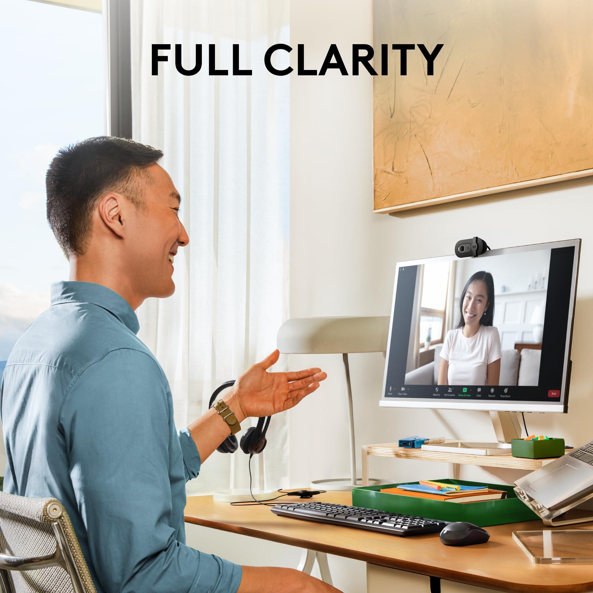 Logitech Brio 101 Full HD 1080p Webcam for Meetings, Streaming, Desktop, Laptop, PC - Built-in Mic, Shutter, USB-A, Teams, Zoom - Black - Image 2