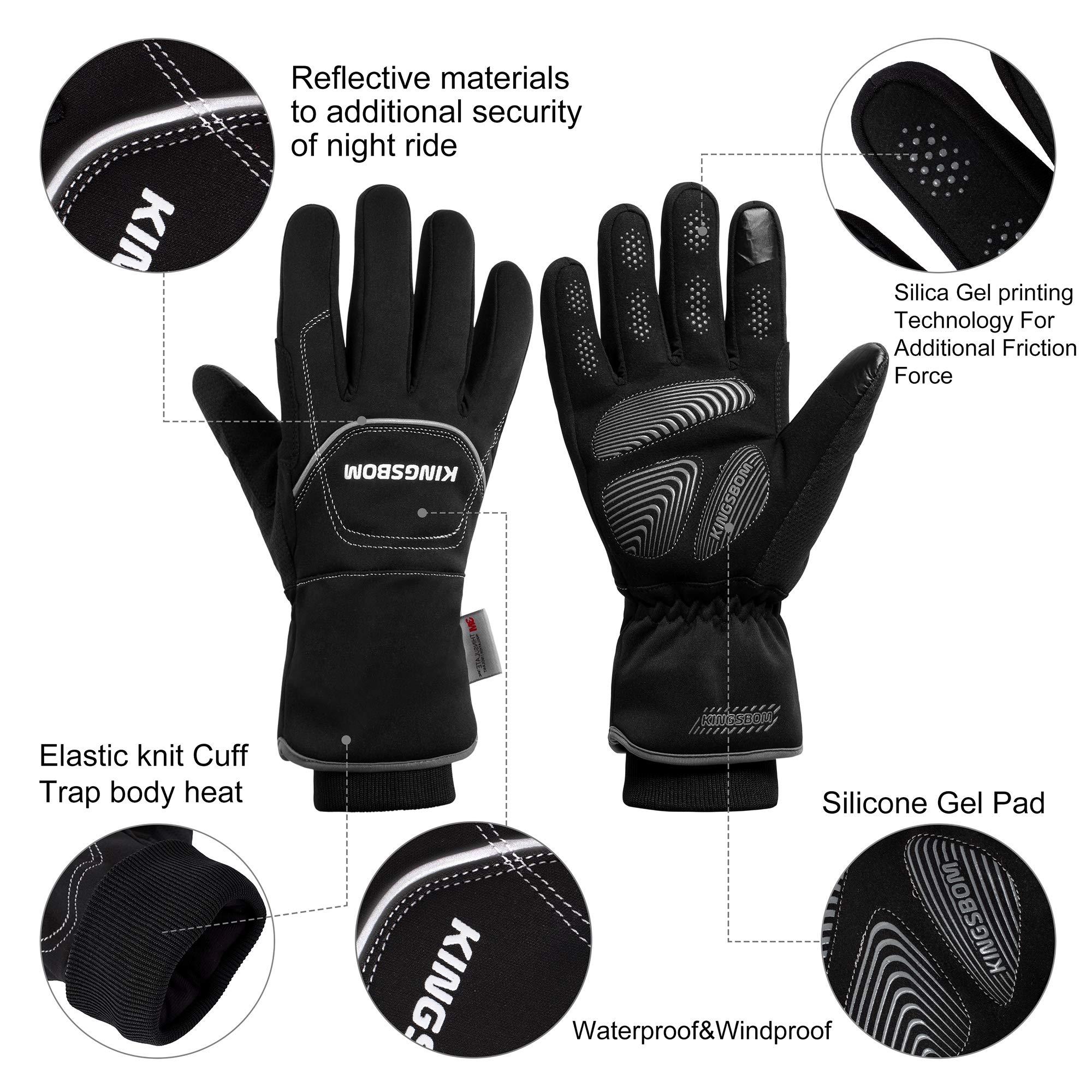 KINGSBOM -40F° Waterproof & Windproof Thermal Gloves - 3M Thinsulate Winter Touch Screen Warm Gloves - for Cycling,Riding,Running,Outdoor Sports - for Women and Men - Image 4
