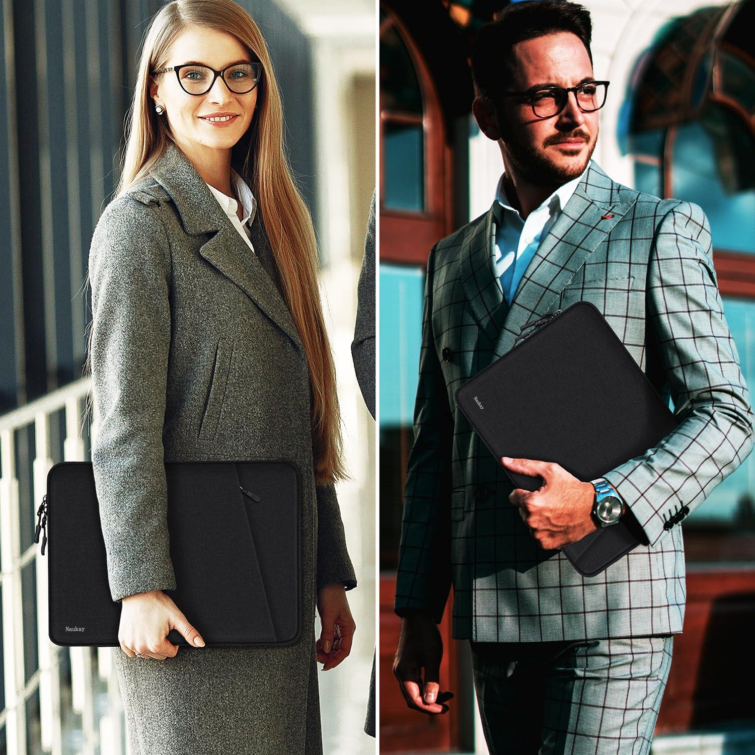 Laptop Sleeve Case 13.3 inch, Shockproof Protective Computer Cover with Accessories Pocket, Portable Laptop Bag Compatible with MacBook Air/Pro 13-13.3 inch, Compatible for MacBook Pro 14 inch, Black - Image 7