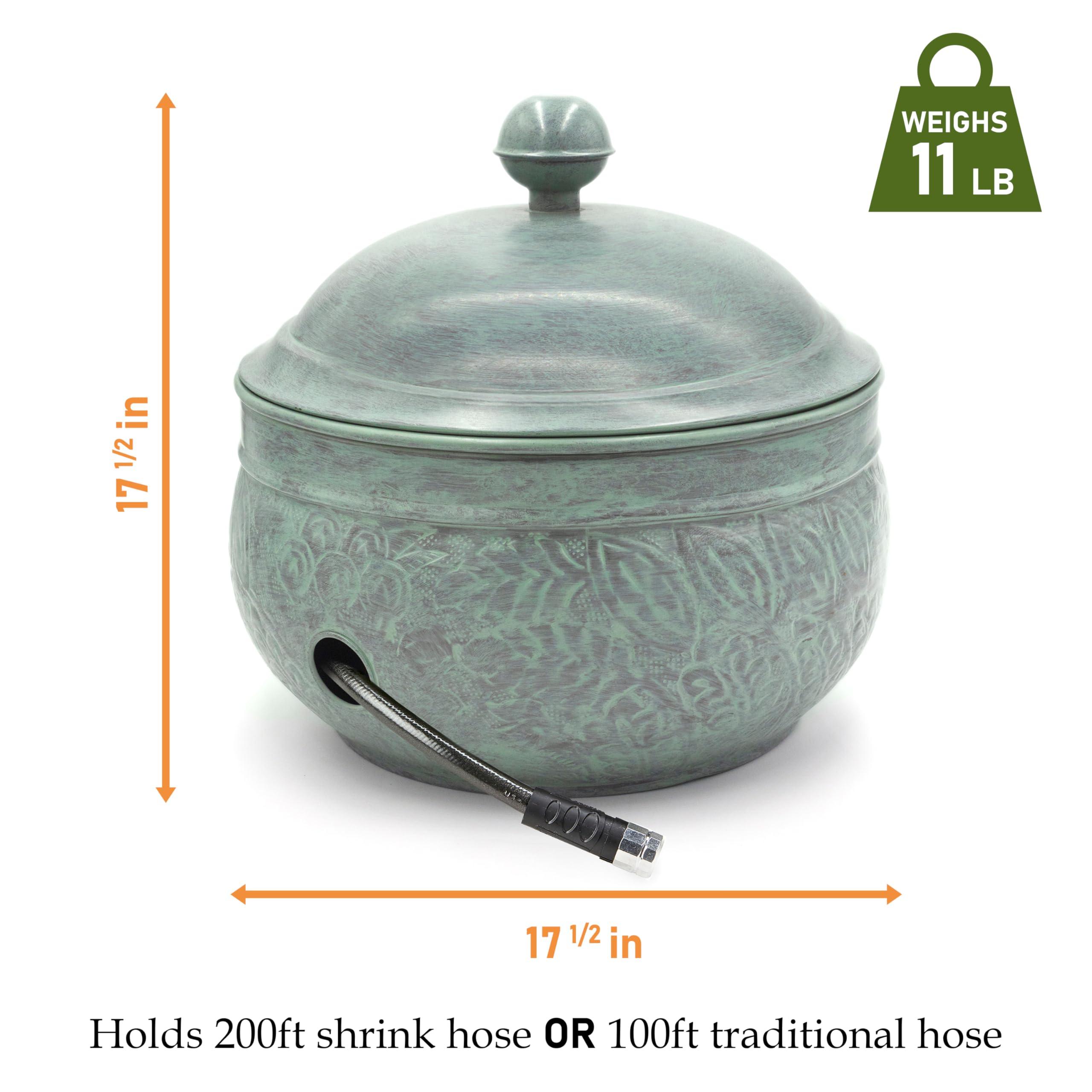 Good Directions 457-458 Key West Garden Hose Holder Pot, Large Capacity, Blue Verde Finish - Image 3