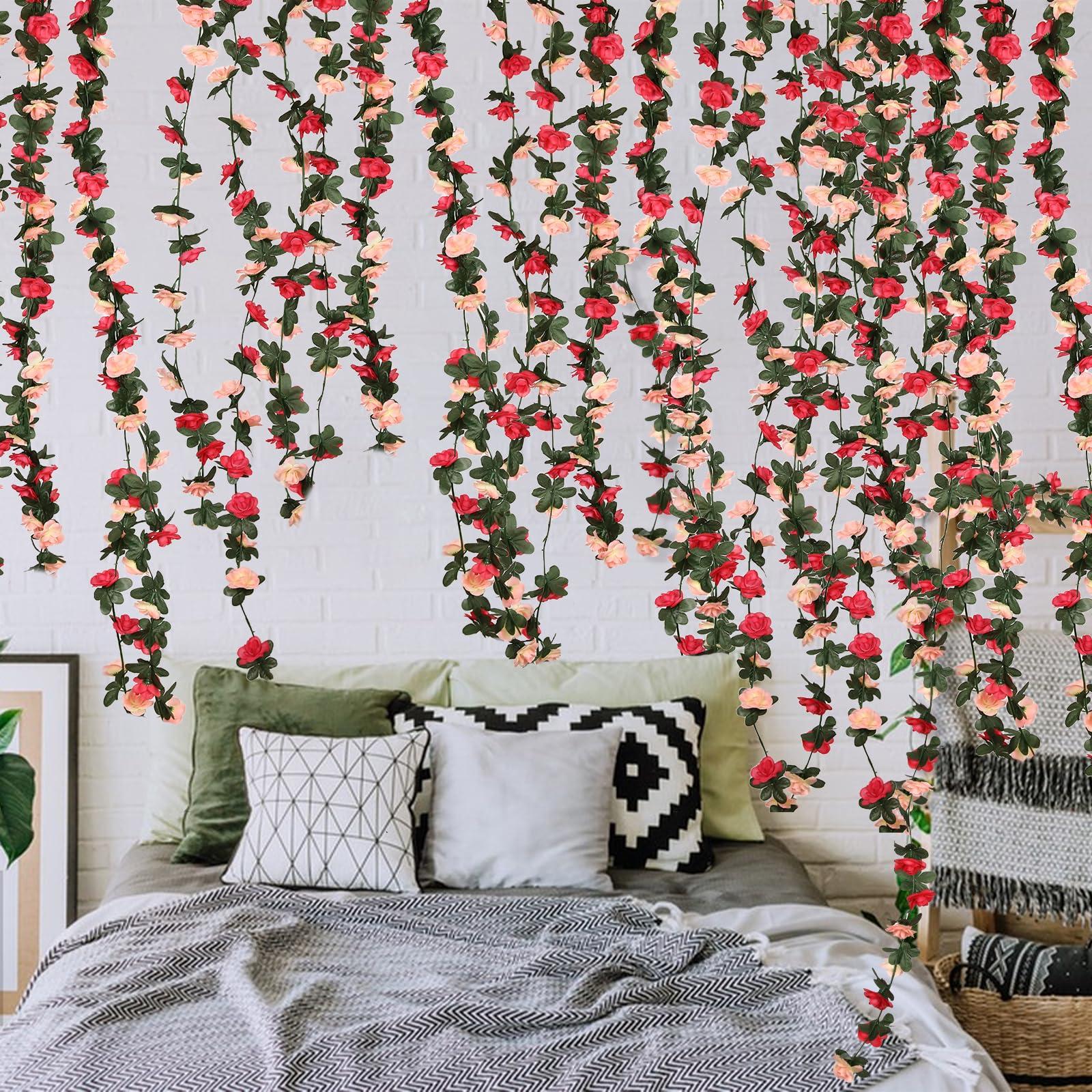 8 Pcs 65.6FT Flower Garland,Rose Garland,PinkFlower Vines for Decoration, Wedding, Garden, Wall Decoration,Backdrop,Bedroom,Birthday Party - Image 7