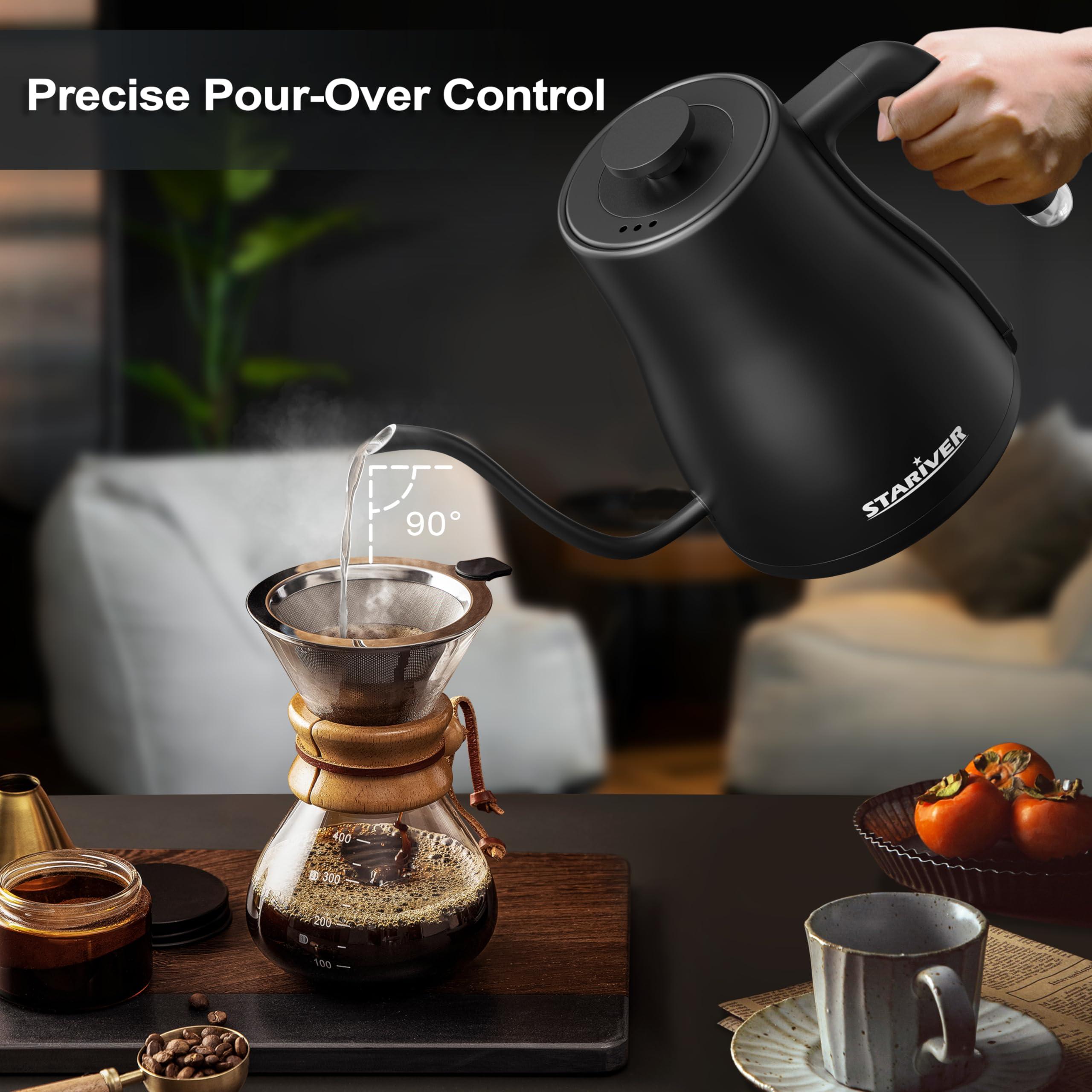 Stariver Gooseneck Electric Kettle with 5 Temperature Control Presets, Pour Over Coffee Kettle ±2℉ Temp Control, 1.2L Gooseneck Kettle, for Tea& Coffee, Stainless Steel Interior, 1000W, Black - Image 7