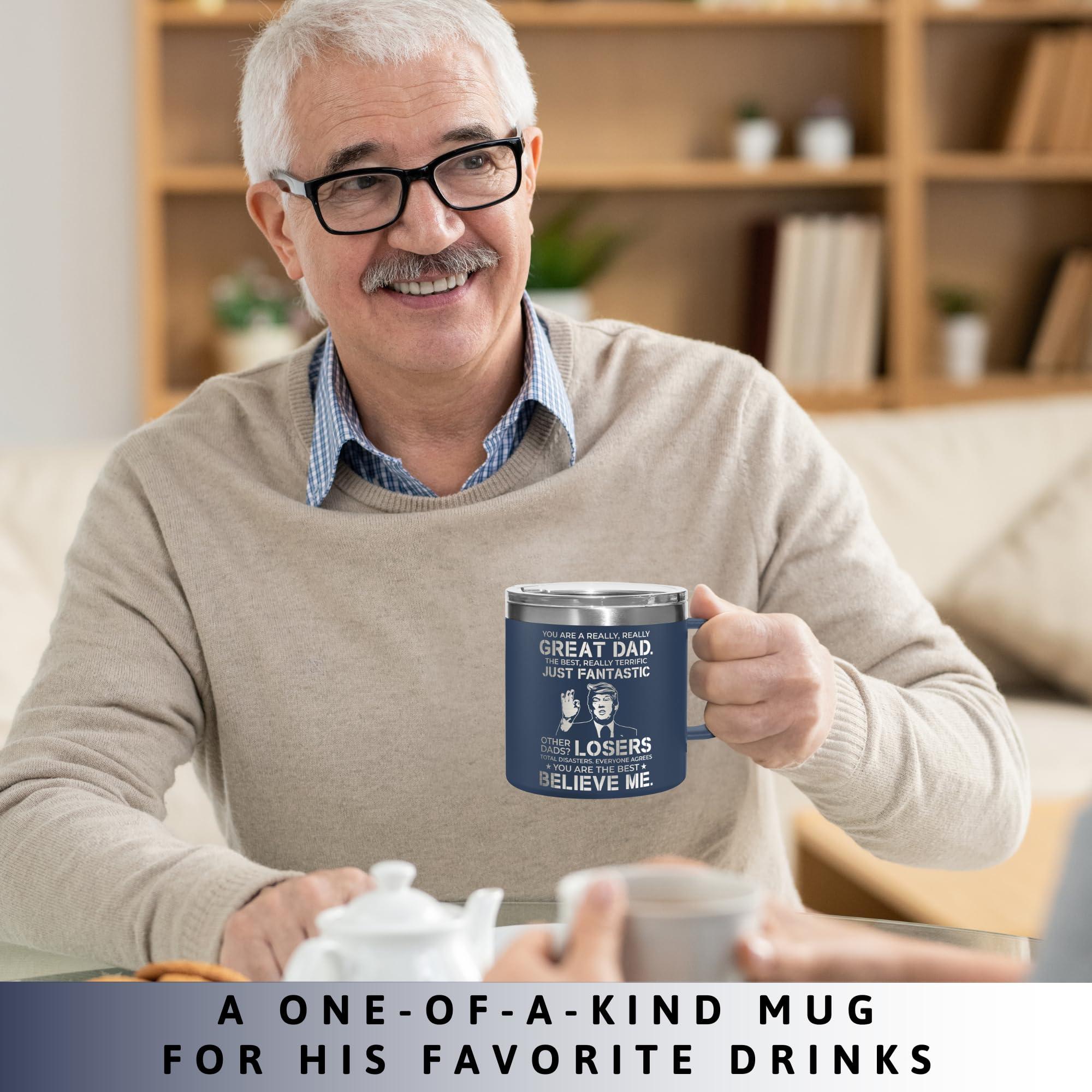 KATLADIZ Gifts for Dad from Daughter, Son, Kids - Fathers Day Gift for Dad - Birthday, Father's Day, Christmas Gifts for Dads - New Papa Daddy Stepdad Father Gift Ideas - 14 Oz Navy Coffee Mug - Image 6