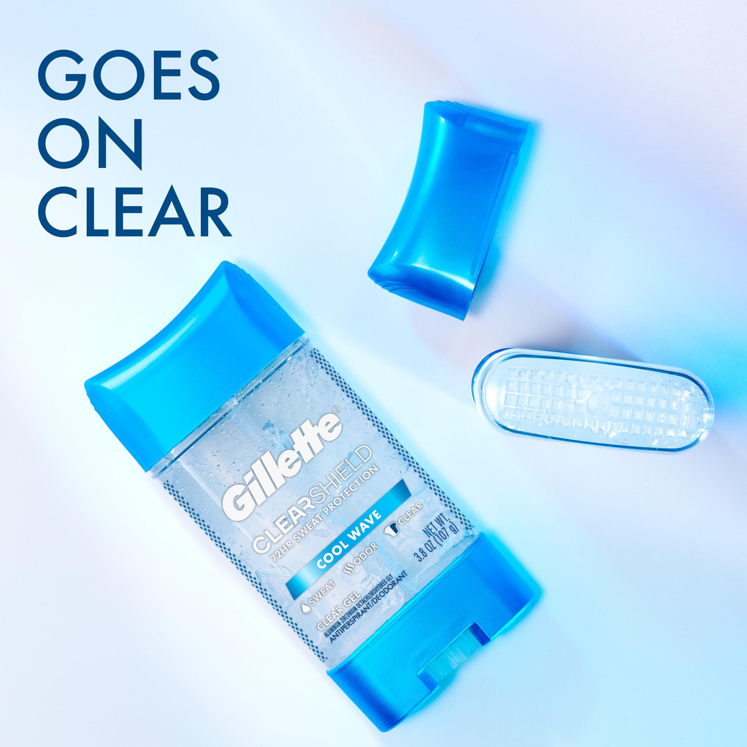 Gillette Antiperspirant and Deodorant for Men, 72hr Sweat & Odor Protection, Long Lasting Freshness, Anti-White Mark Technology, Clear Gel, Cool Wave Scent, 3.8 oz - Image 2