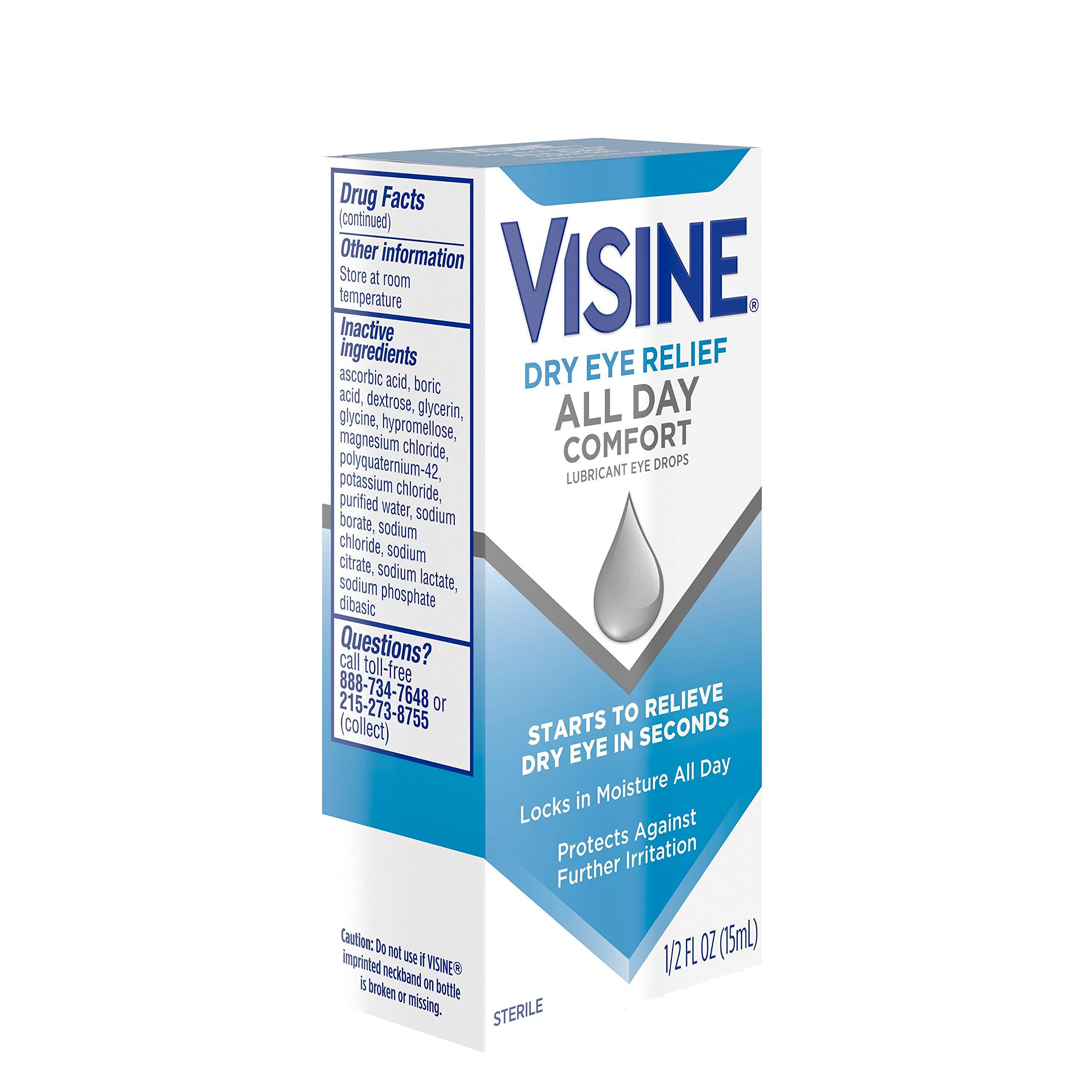 Visine Dry Eye Relief All Day Comfort Lubricant Eye Drops for Up to 10 Hours of Comfort, Dry Eye Drops with Polyethylene Glycol, 0.5 fl. oz - Image 12