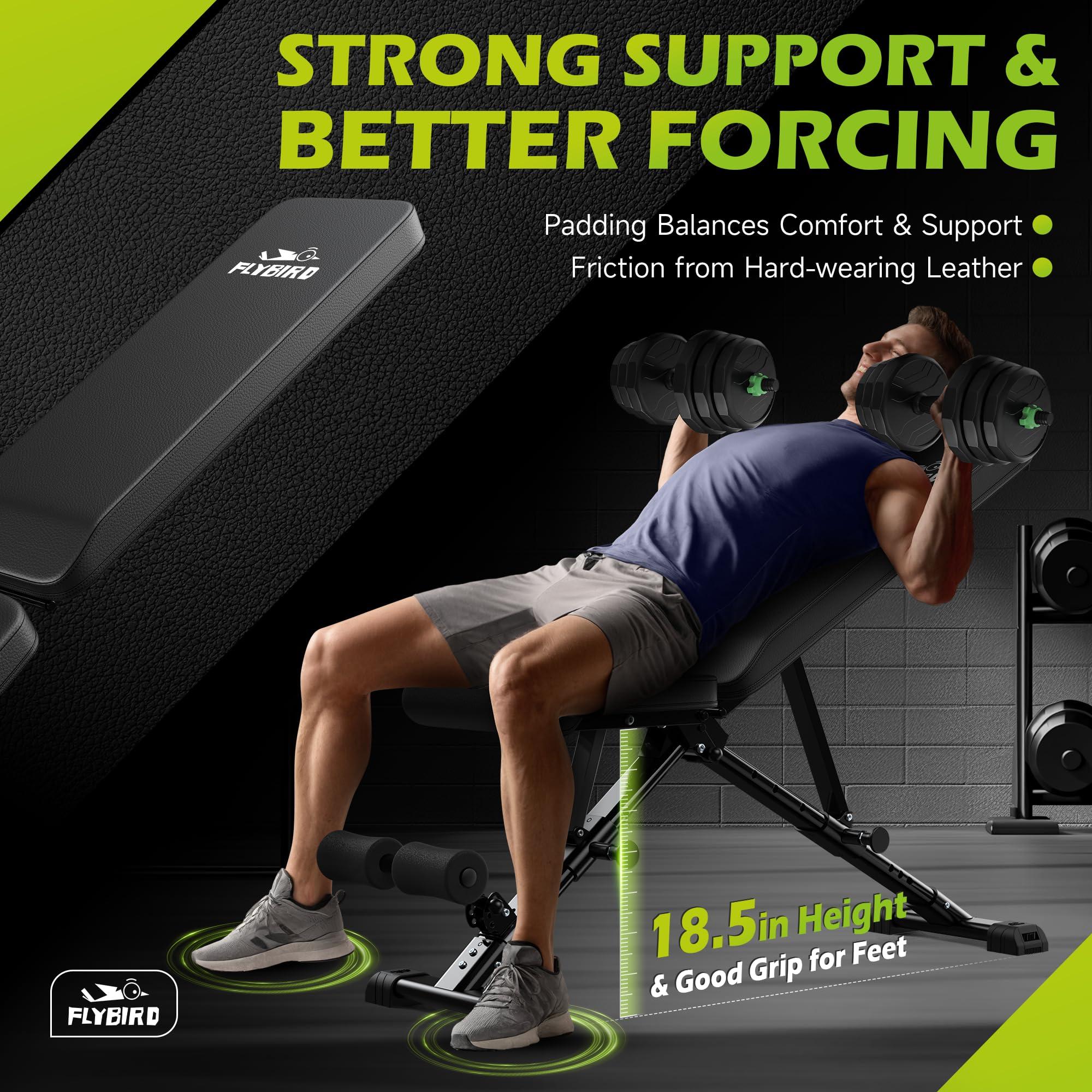 FLYBIRD Weight Bench, Adjustable Strength Training Bench for Full Body Workout with Fast Folding-New Version - Image 6