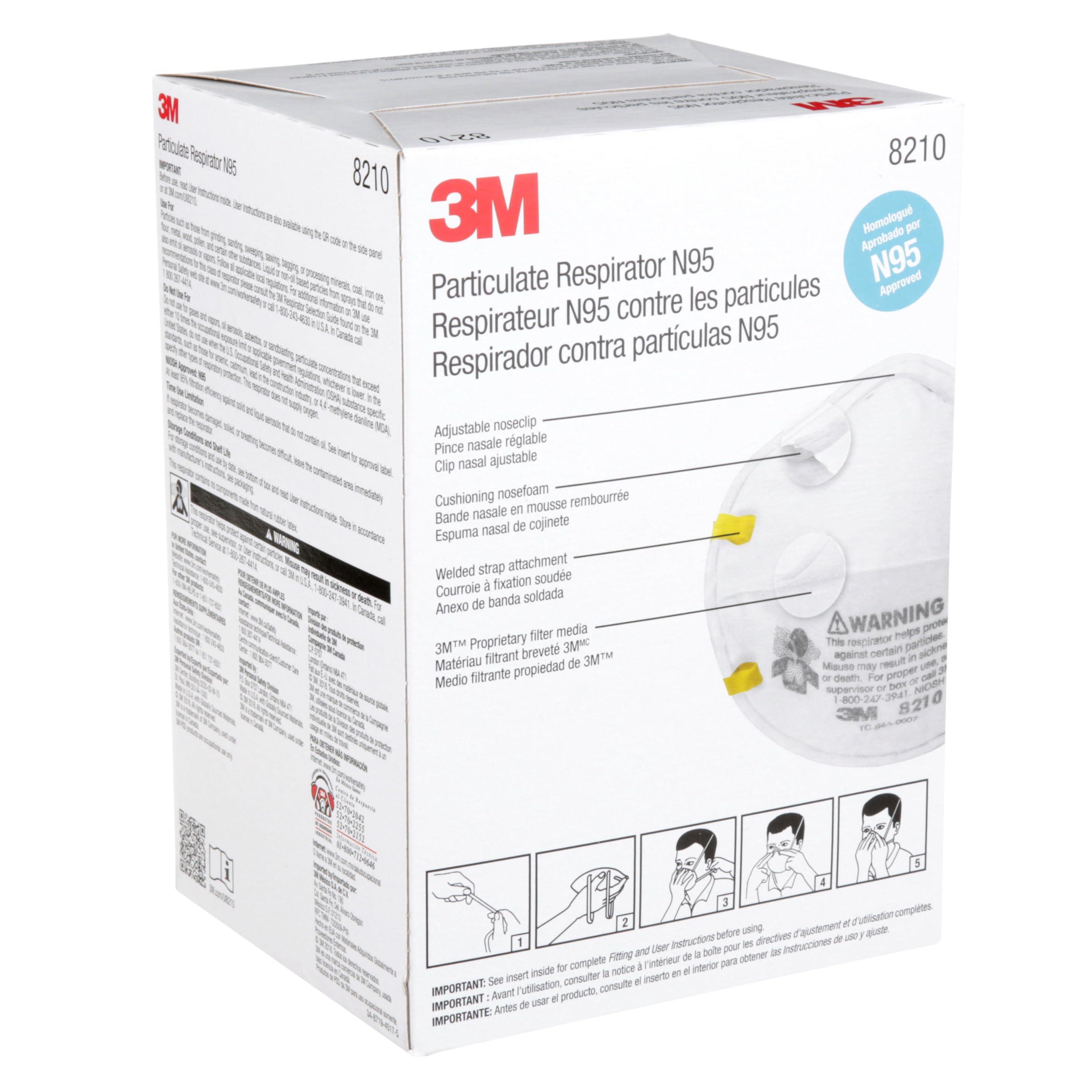 3M 8210 Particulate Respirator, N95, Pack of 20 Disposable Respirator, NIOSH APPROVED, Two-Strap Cup Style Design, Lightweight with Cushioning Nose Foam - Image 11