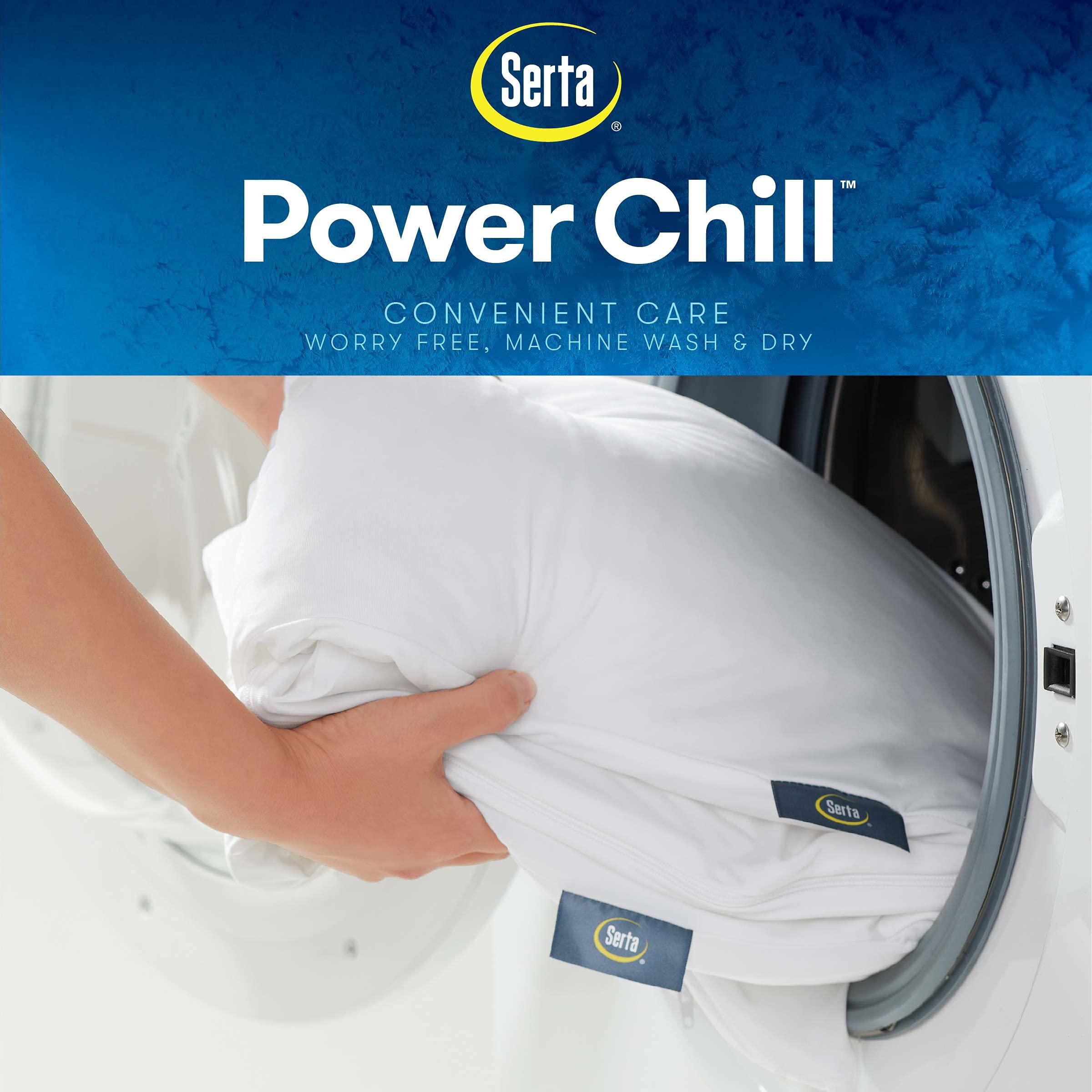 Serta Power Chill Cooling Pillow Protectors, Stain Resistant and Zippered Pillow Protector, Protects Pillow from Dust and Dirt (2 Pack), Standard/Queen, White - Image 7