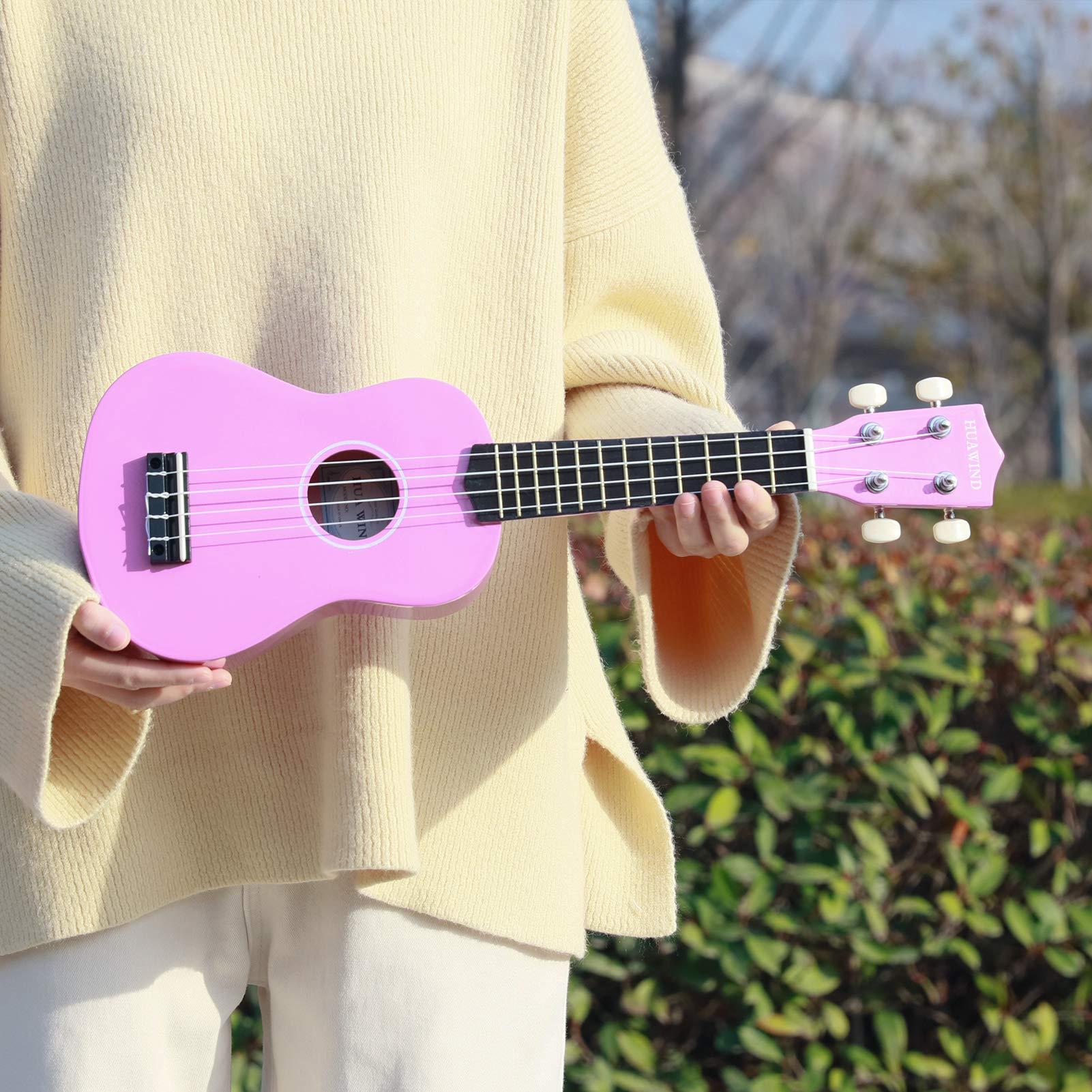 HUAWIND Ukulele, 21 inch Soprano Ukulele For Beginners, Hawaii Ukelele Four String Wood Uke for Starter (Violet) - Image 2
