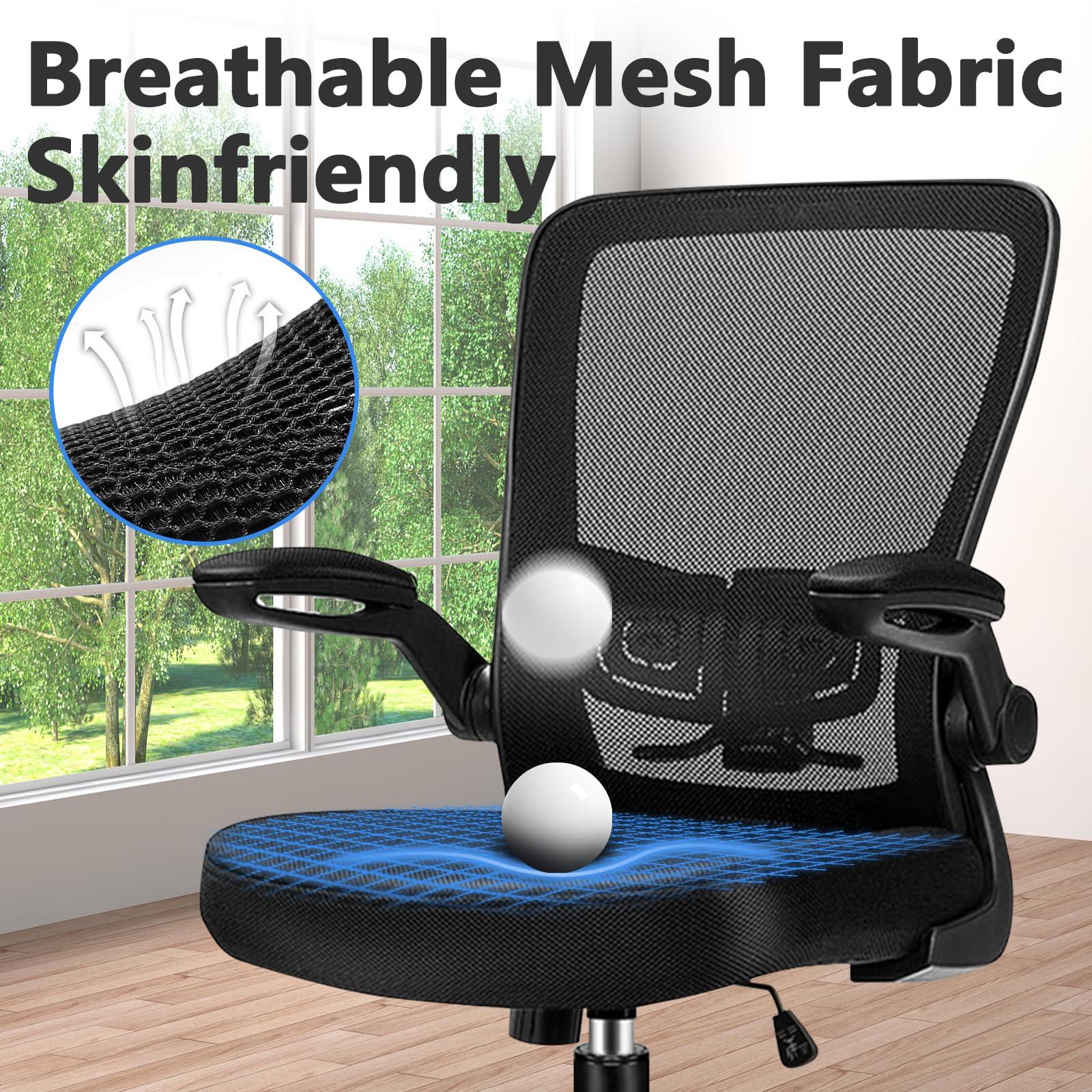 KLASIKA Desk Chairs with Wheels, Ergonomic Mesh Office Chair Adjustable Height and Swivel Lumbar Support Home Office Chair with Flip Up Armrests (8PK) - Image 6