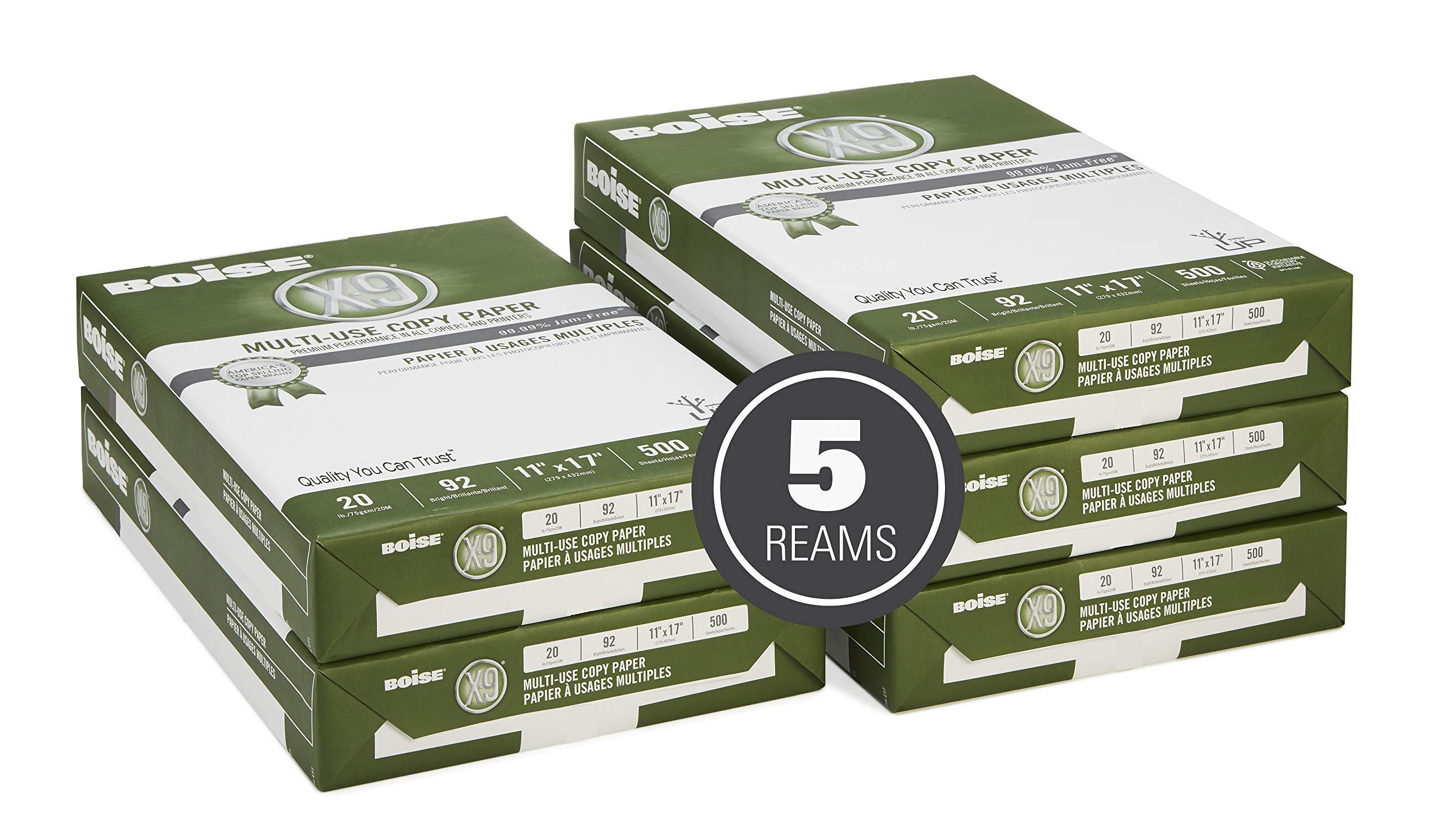 Boise Paper X-9 Multi-Use Copy Paper, 11" x 17" Ledger, 92 Bright White, 20 lb, 5 Ream Carton (2,500 Sheets) - Image 2
