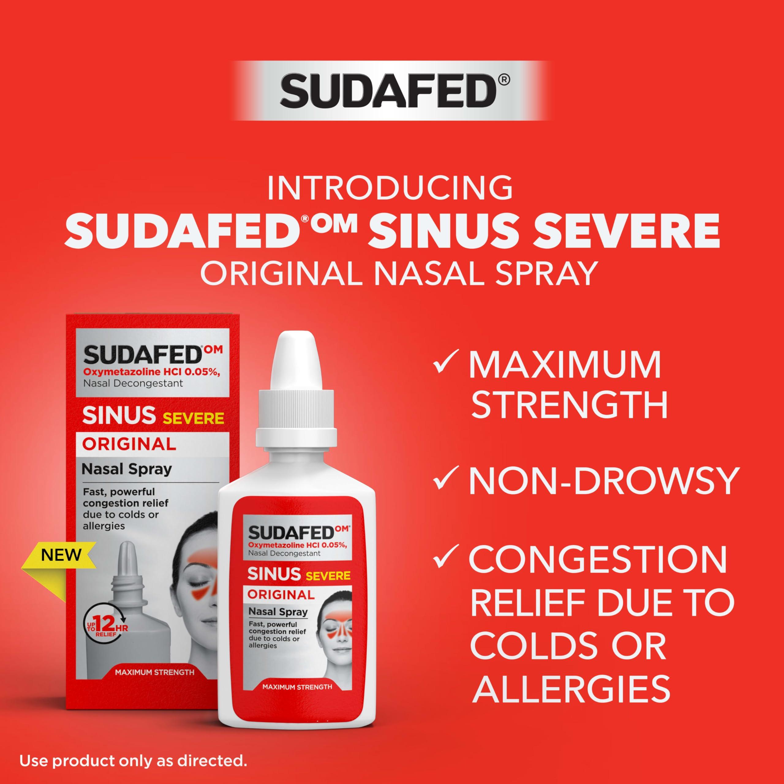 Sudafed Sinus Severe Original Nasal Spray, 12 Hour Nasal Spray Decongestant for Fast, Powerful Congestion Relief Due to Colds or Allergies, Oxymetazoline HCl .05% Nose Spray, 1 fl. oz - Image 3