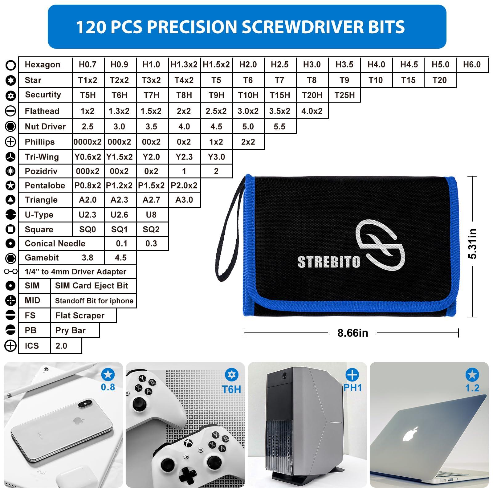 STREBITO Electronics Precision Screwdriver Sets 142-Piece with 120 Bits Magnetic Repair Tool Kit for iPhone, MacBook, Computer, Laptop, PC, Tablet, PS4, Xbox, Nintendo, Game Console - Image 2