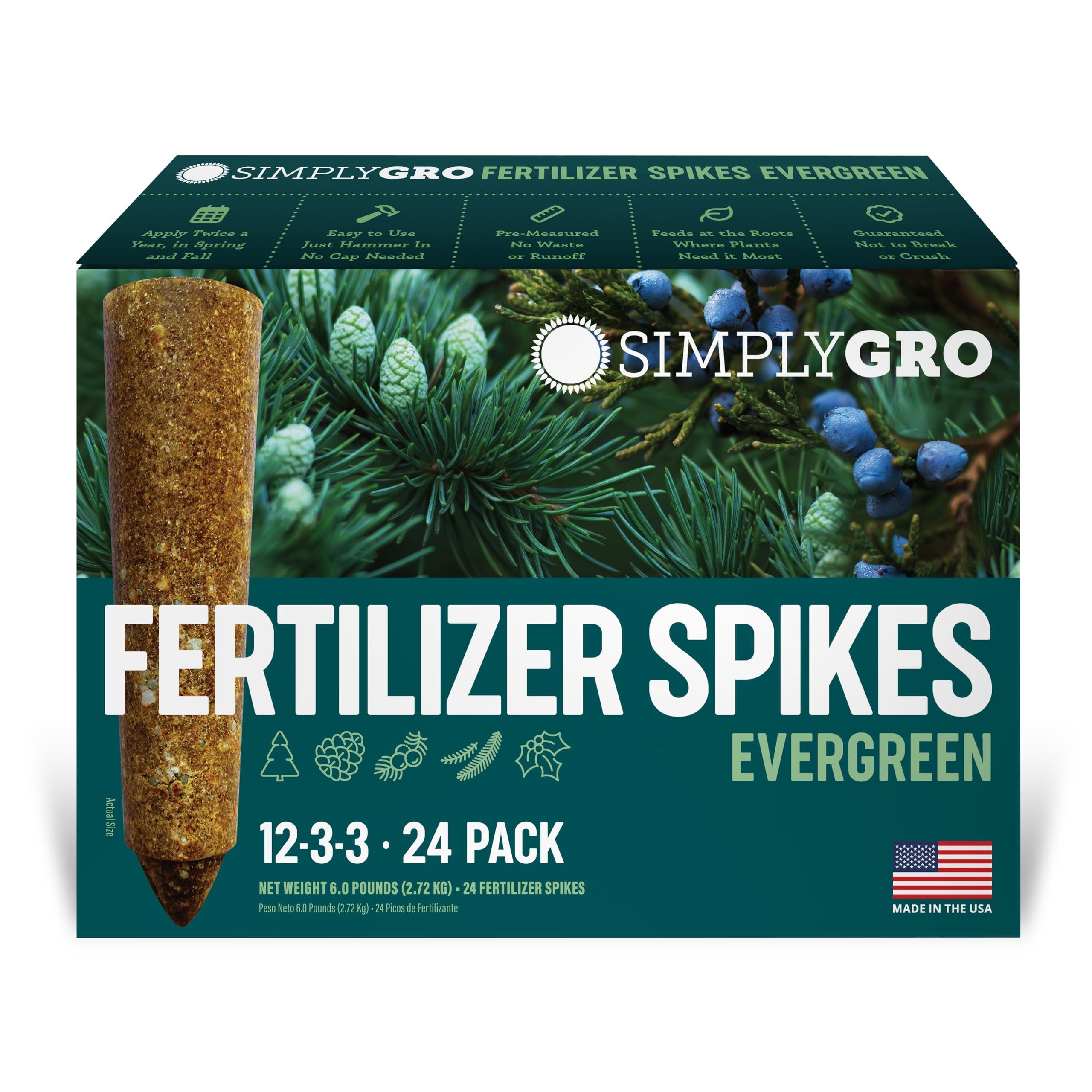 SimplyGro Fertilizer Spikes for Evergreen Trees & Shrubs (24 Spikes - 6.0 Lbs)