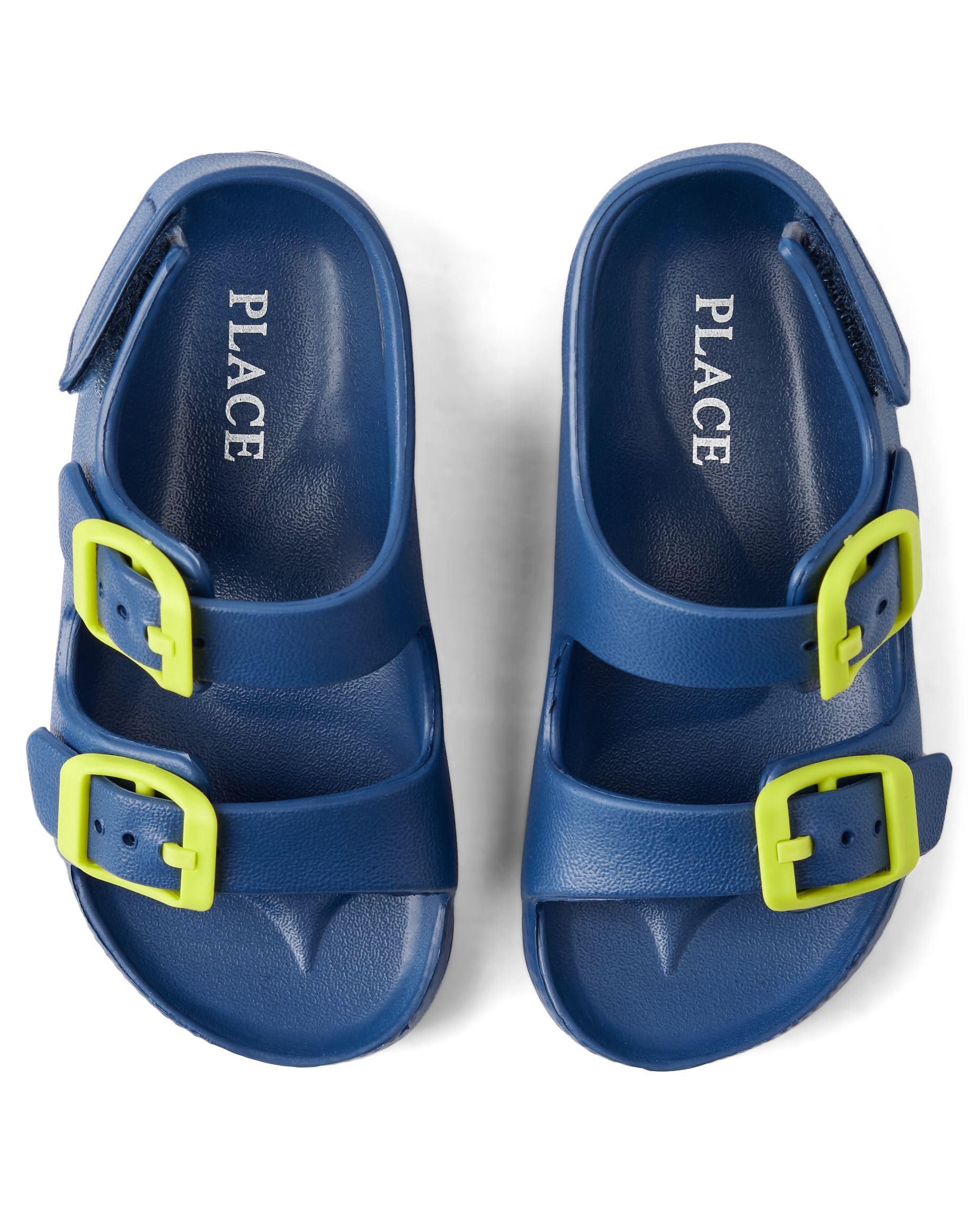The Children's Place Baby Boys and Toddler Everyday Double Buckle Slide Sandals with Backstrap