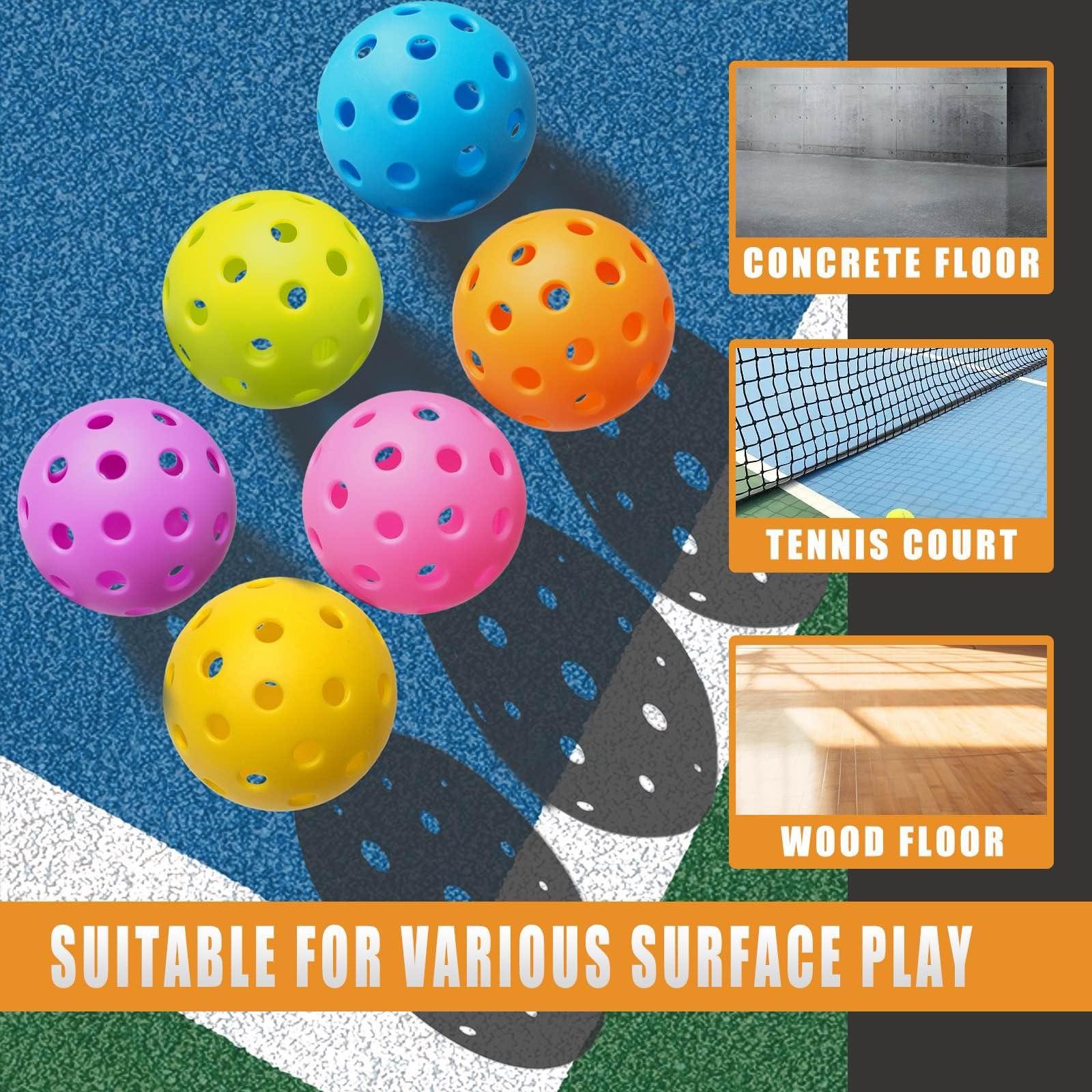FASIUCHOI 6 Pack Pickle Ball with 40 Holes, Pickleballs High Durability, Outdoor Pickleball Balls with Mesh Bag, Colorful Pickle Balls with Superb Visibility, Consistent Bounce and Stable Flight - Image 6