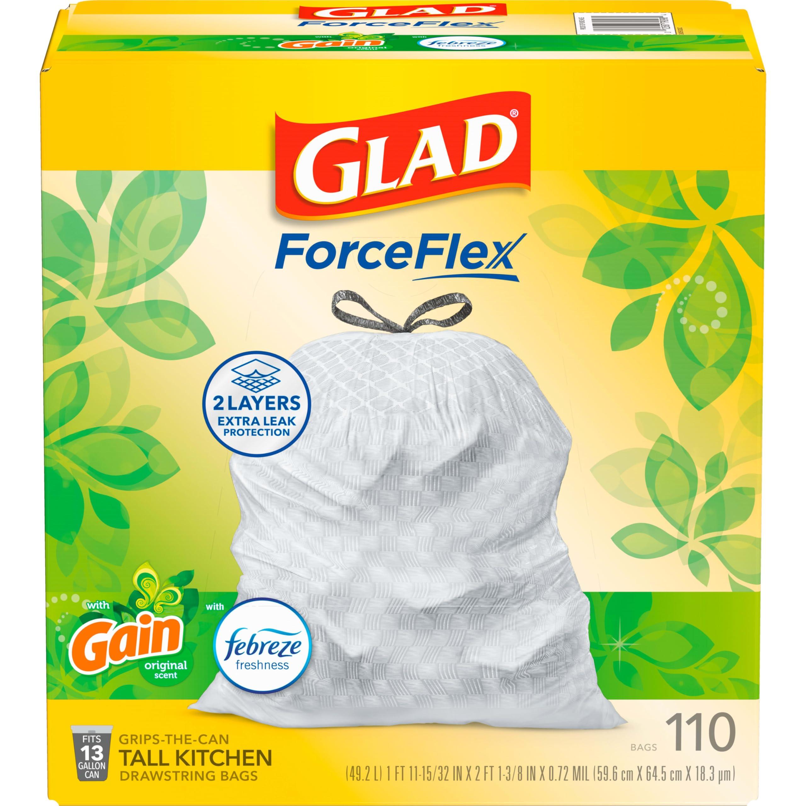 Glad Tall Kitchen Trash Bags 13 Gallon, Gain Original Garbage Bags, Odorshield with Drawstring, 110 Count - Image 8