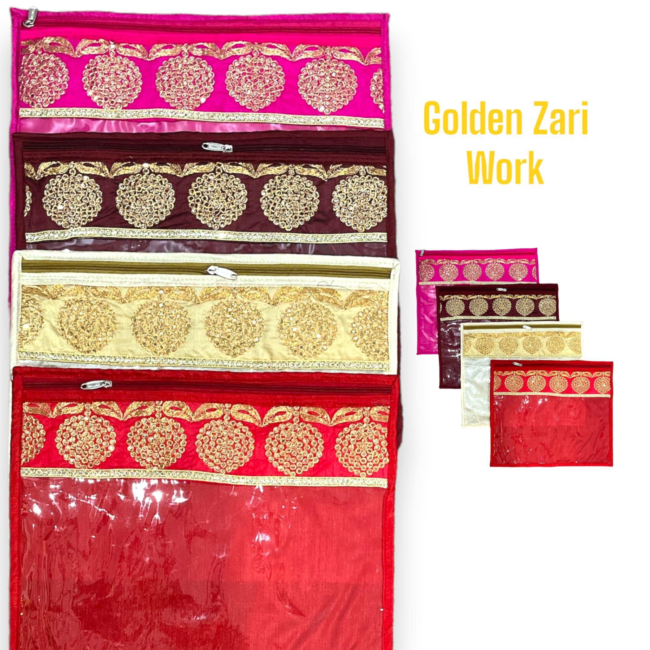LOVENSPIRE Pack of 4 Assorted Sari Bag with Zipper Closure Transparent Saree Cover Wardrobe Clothes Organiser Sari Storage Bag Indian Wedding Favor Cloth Case Gift Packing - Birthday Anniversary - Image 7