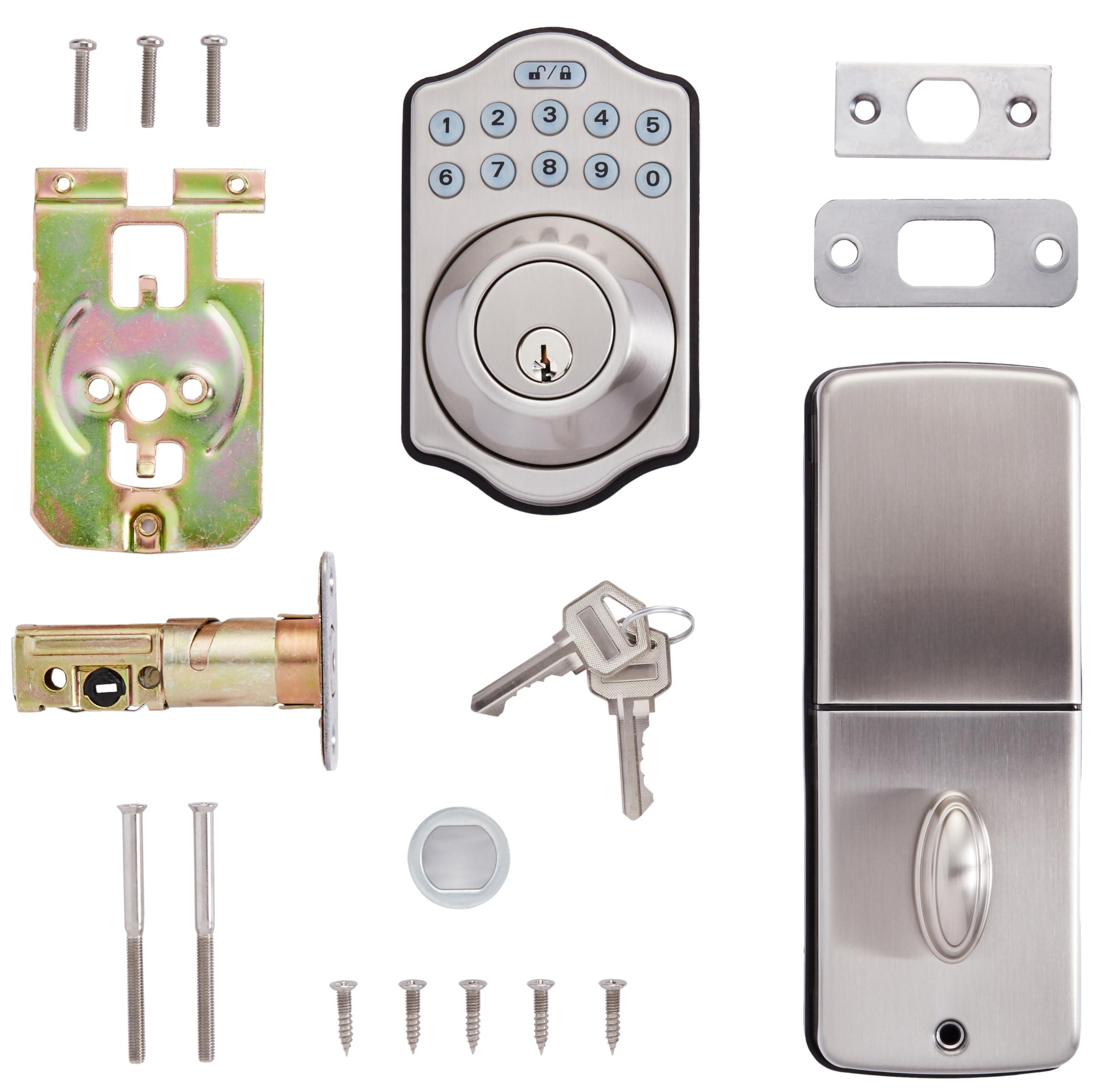 Amazon Basics Traditional Electronic Keyless Keypad Deadbolt Door Lock, keyless Entry Door Lock, Keyed Entry Option, 1-Pack, Satin Nickel - Image 4
