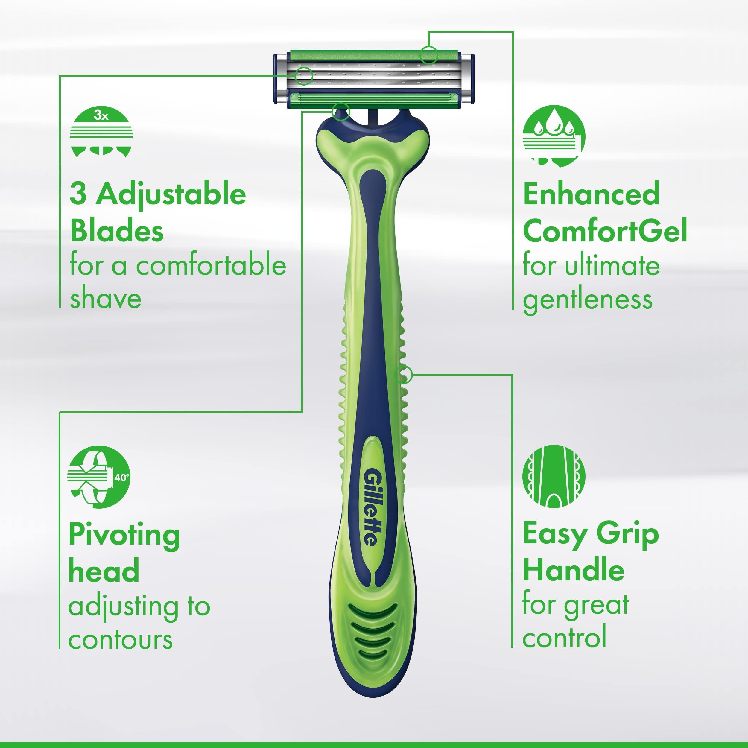 Gillette Sensor3 Sensitive Men's Disposable Razor, 12 Razors - Image 9