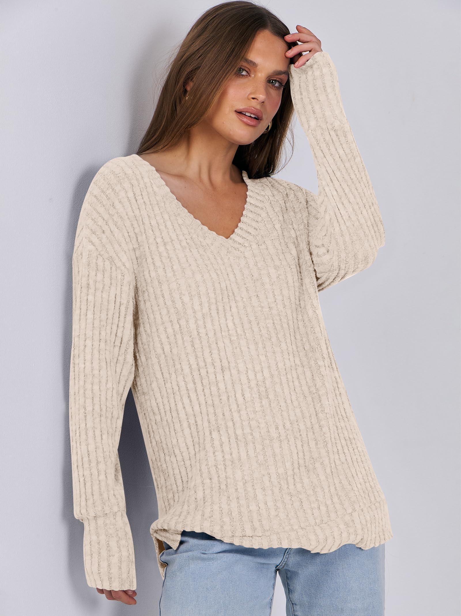 ANRABESS Long Sleeve Shirts for Women V Neck Casual Fall Tops Loose Fit Lightweight Sweaters Tunic Fashion 2025 Clothes - Image 4