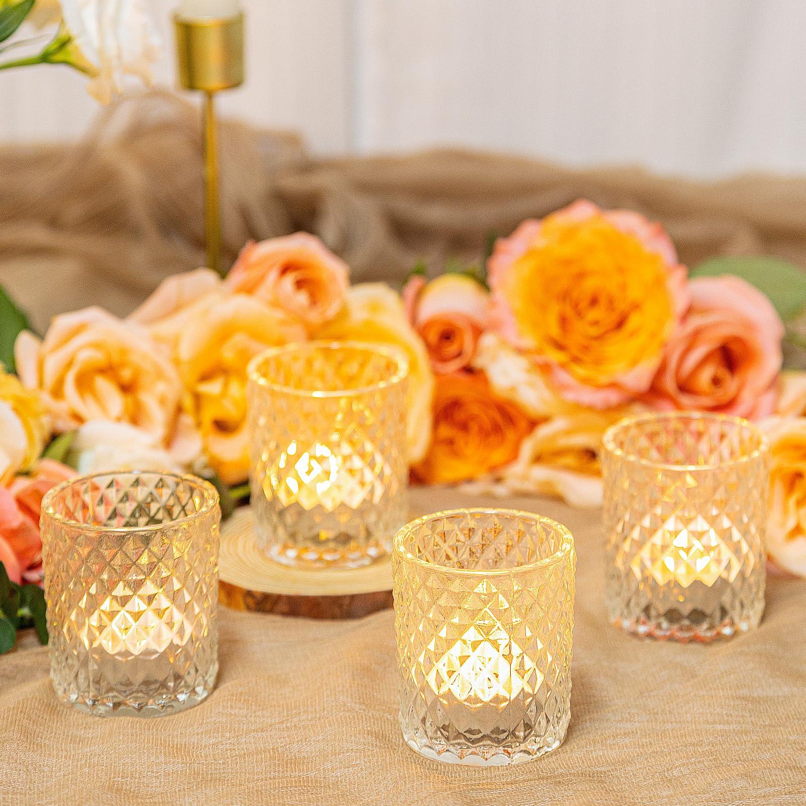 CONNOO 26 Pcs Votive Candle Holders, Clear Glass Holders Bulk for Table Centerpiece, Tea Lights Candle Holders for Wedding Shower, Party, Holiday and Home Decor - Image 6