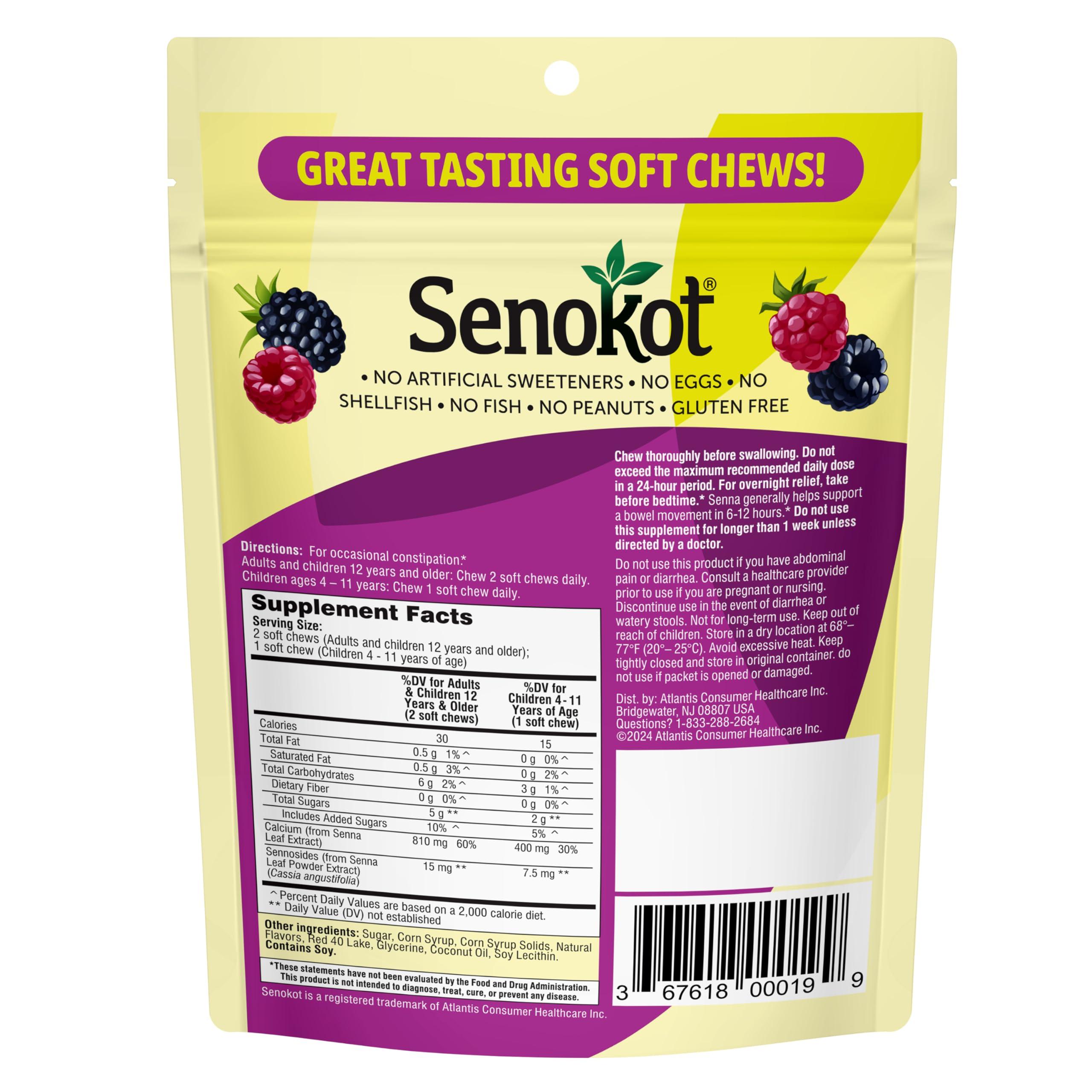 Senokot Laxative Soft Chews, Overnight Constipation Relief with Senna Extract, 42 Mixed Berry Chews - Image 2
