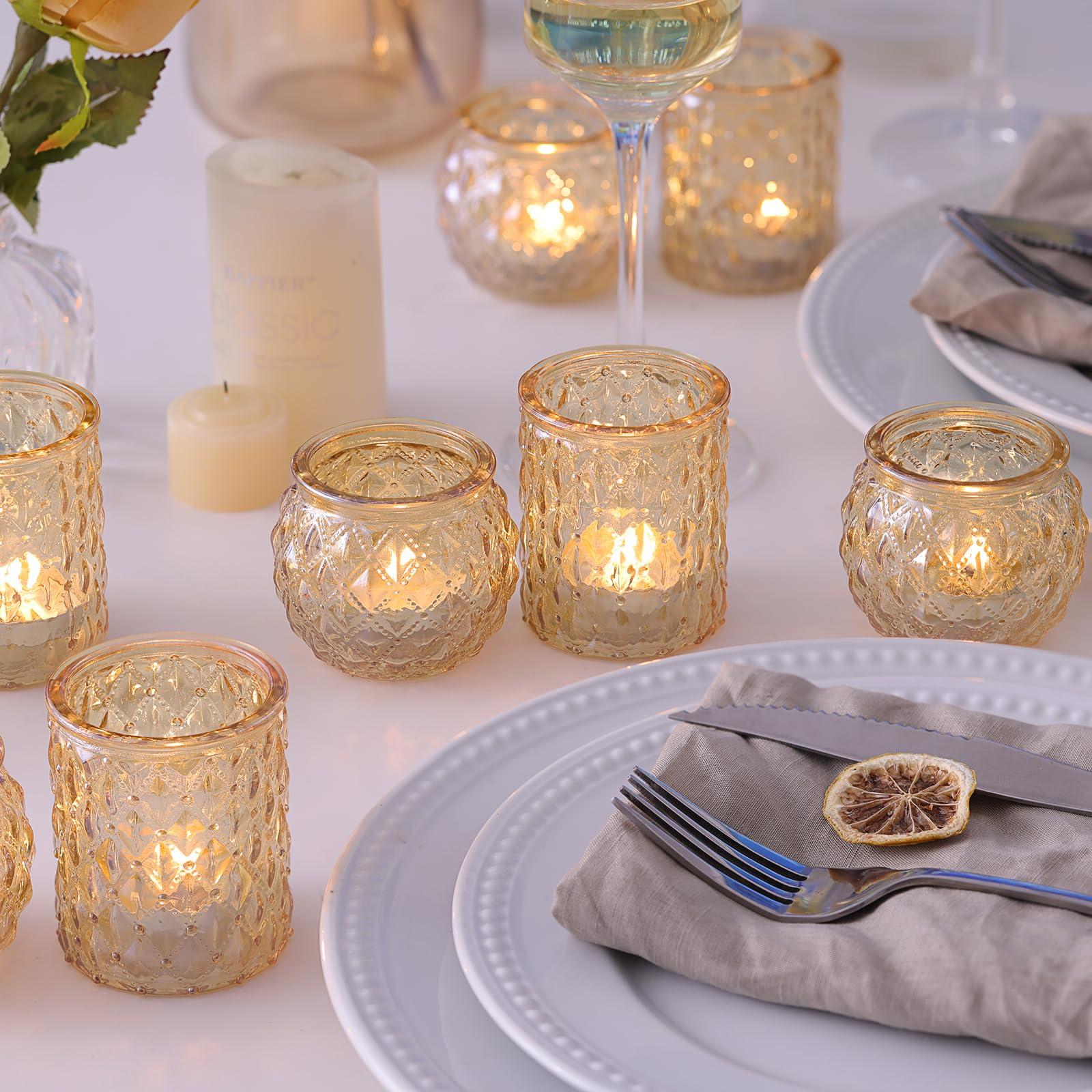 NITIME 36pcs Assorted Gold Votive Candle Holders, Tea Light Candle Holder Glass, Gold Candle Holders for Wedding, Table Centerpiece, Brithday and Holiday Decorations - Image 5