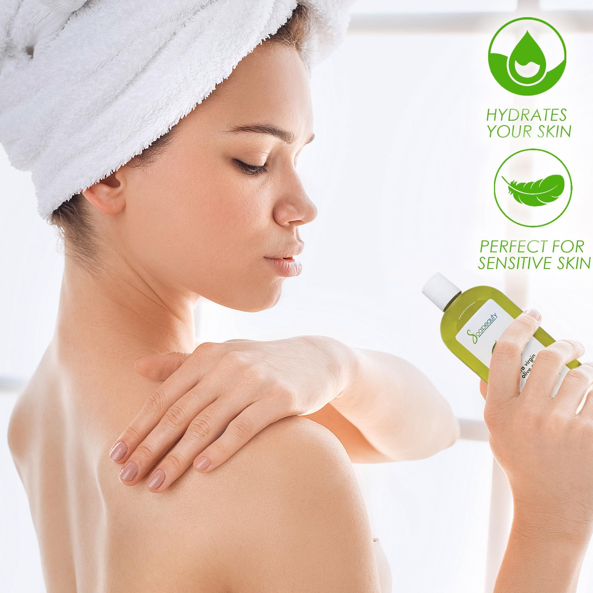 Soapeauty Extra Virgin Olive Oil | 100% Pure & Natural Unrefined Cold-Pressed Carrier Oil | Massage & Body Oil | for Skin, Face, Hair, and Soap Making | Carrier for Essential Oils - 32 Fl Oz - Image 2