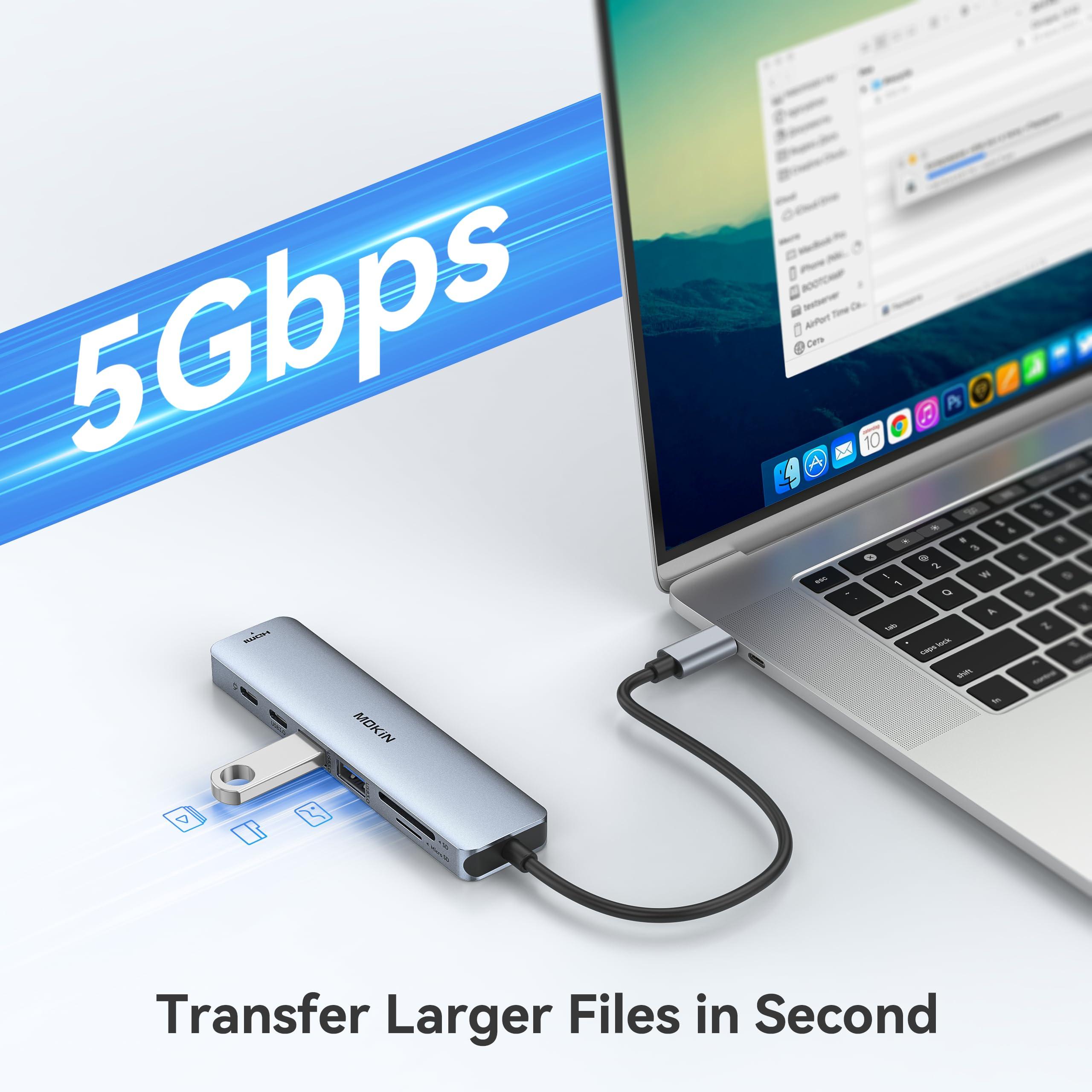USB C Hub HDMI Adapter for MacBook Pro/Air, MOKiN 7 in 1 USB C Dongle with HDMI, SD/TF Card Reader, USB C Data Port,100W PD, and 2 USB 3.0 Compatible for MacBook Pro/Air, Dell XPS, Lenovo Thinkpad. - Image 5